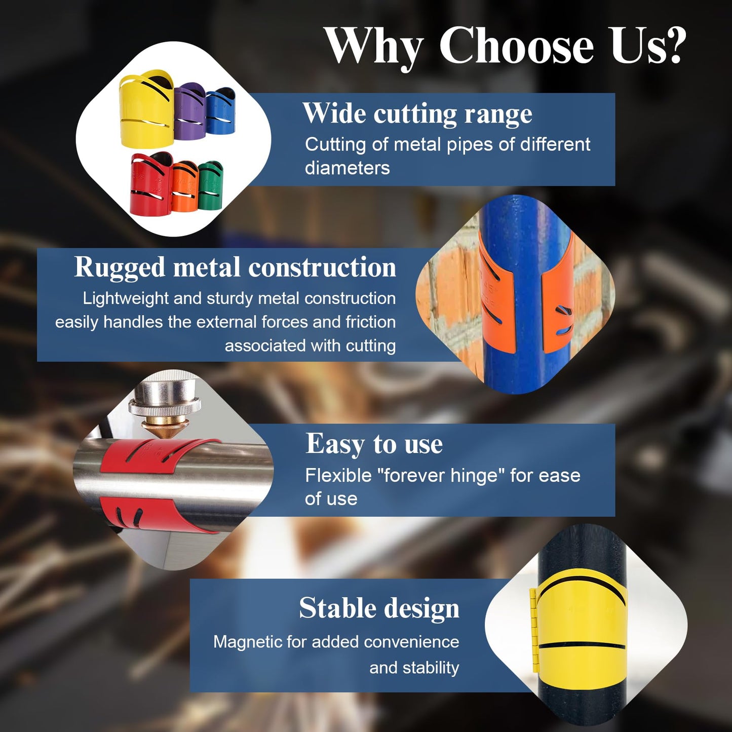 Drkerr 6-Piece Magnetic Metal Pipe Cutting Guide Kit, 1-1/2" to 4-1/2", 45°/90°/22.5° & Saddle Cuts, Steel Pipe Marking Tool
