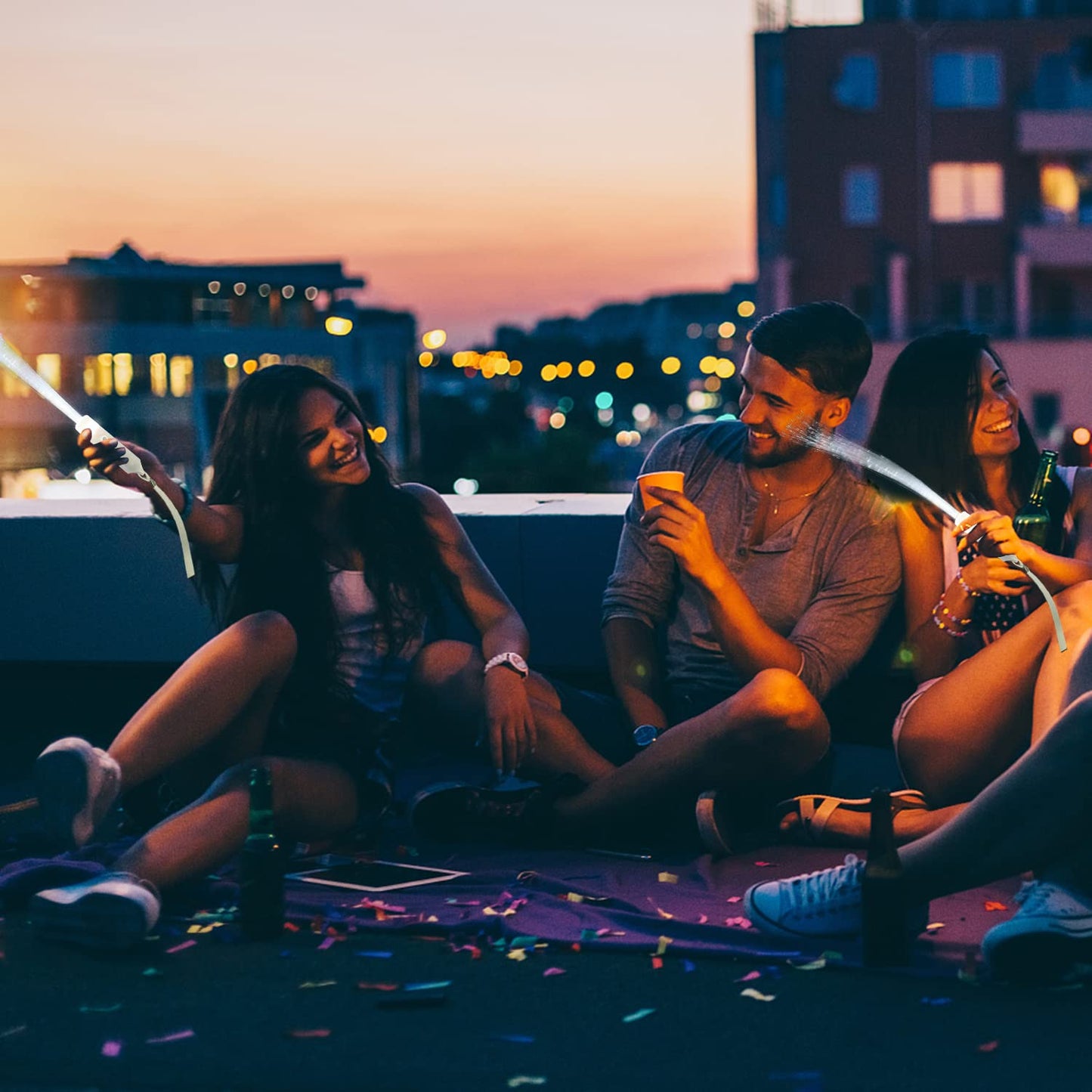 SZHFU 15-Pack LED Glow Sticks for Kids & Parties, White Fiber Optic Wands with 3 Light Modes, Perfect for Weddings, Showers & Christmas