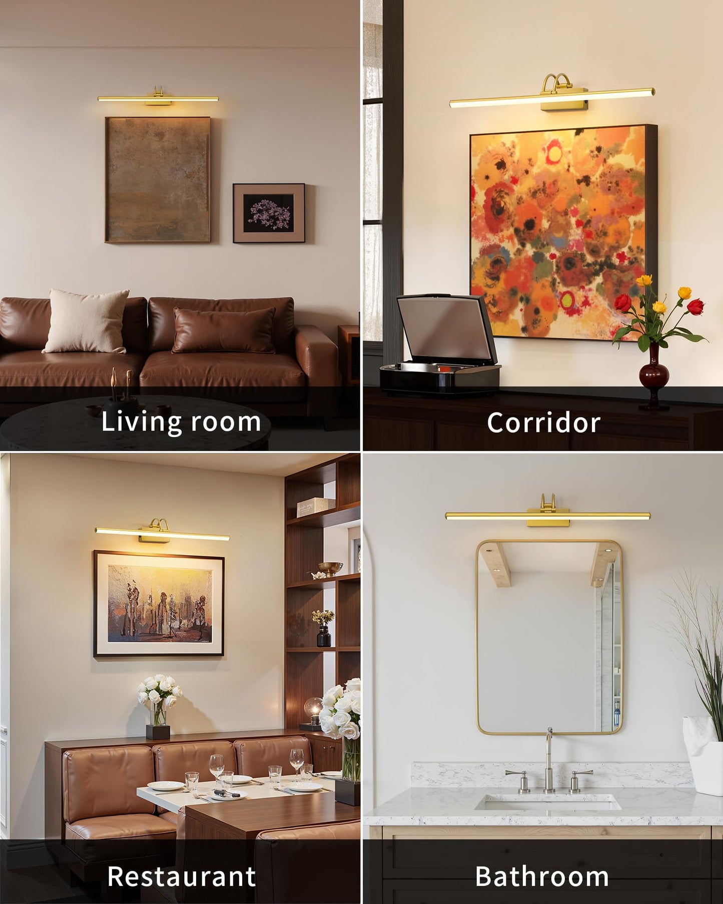 **KDG 24” LED Cordless Picture Light with Remote, 7000mAh Rechargeable Dimmable Art Light, Adjustable Swing Arm, Bronze**