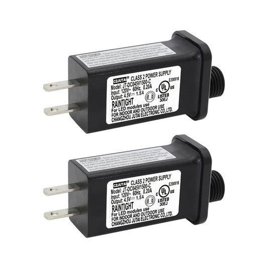 Pack of 2 4.5V 1.5A 6.75W Power Supply for CZJUTAI JT-DC045V1500-IP44 – Christmas Lights, String Lights, Projectors & Lawn Lamps
