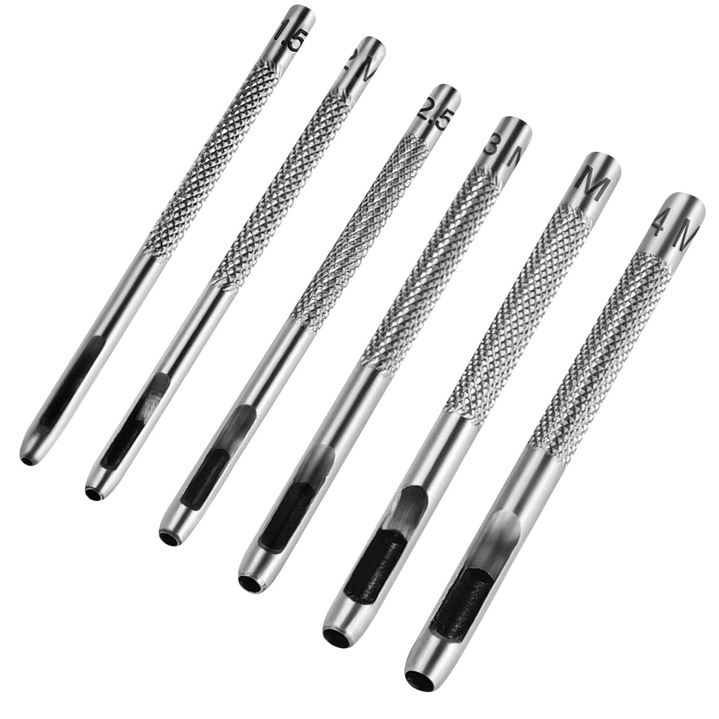 6PCS Hollow Leather Hole Punch Set 1.5-4mm for Belts, Watch Bands, DIY Leather Craft, Repair & Leatherworking Tools - ASONTAO