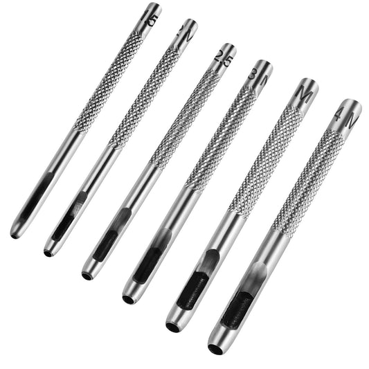 6PCS Hollow Leather Hole Punch Set 1.5-4mm for Belts, Watch Bands, DIY Leather Craft, Repair & Leatherworking Tools - ASONTAO