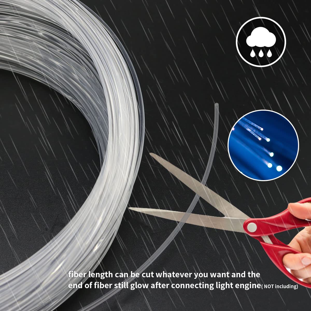 AZIMOM PMMA Plastic End Glow Fiber Optic Cable 1.5mm(0.06in) 50m(164ft)/Roll for Star Sky Ceiling All Kind Led Light Engine Driver Source