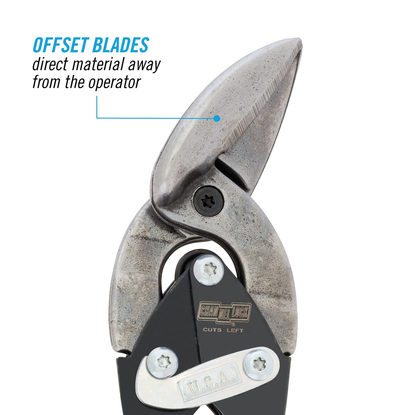 Channellock Aviation Snip Channel Lock 610FL - Offset Left Cut, CR Steel, Molybdenum Blade - 10 In