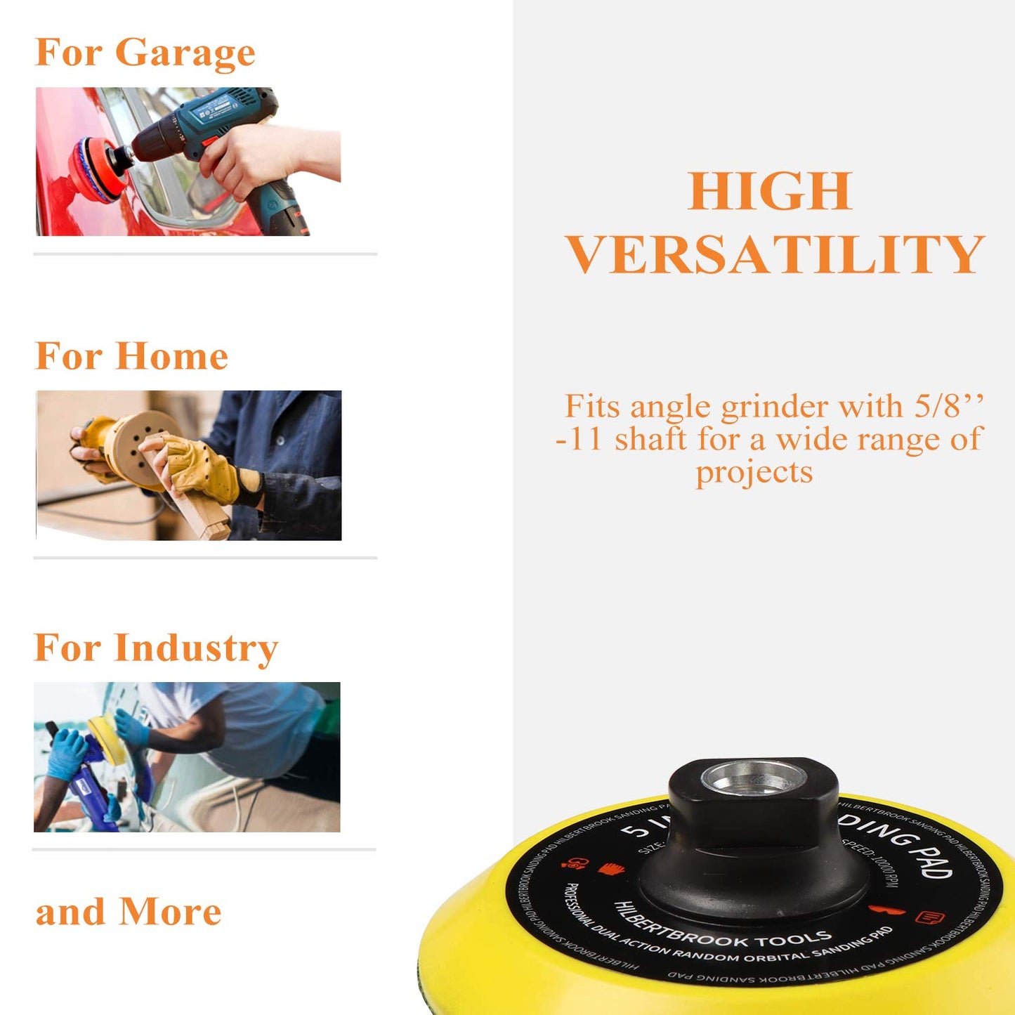 5 Inch Hook and Loop Backing Pad 5 Inch Backing Plate with 5/8-11 Threads Sanding Pad Angle Grinder Accessories Sanding Buffing Polishing,1 Pack
