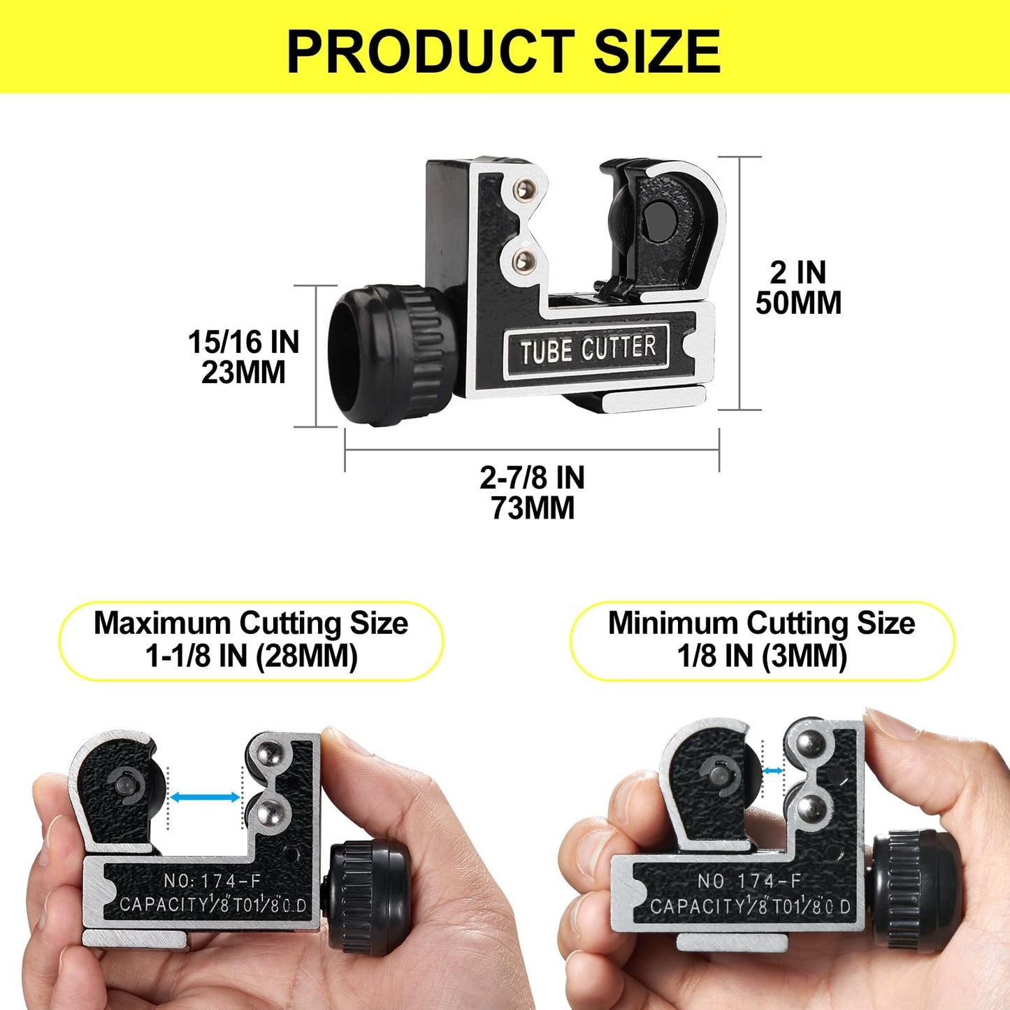 Spurtar Mini Pipe Cutter 3-28mm (1/8–1-1/8") for Copper, Brass, Aluminum Tubes – Plumbing, HVAC, Automotive & DIY Projects