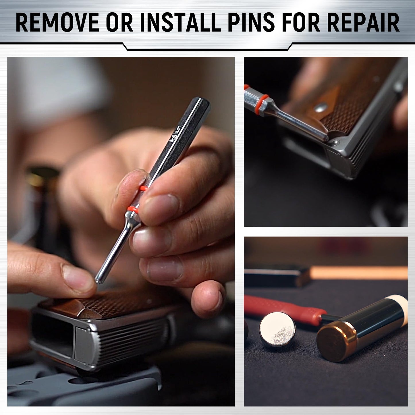 W WIREGEAR Steel Pin Punch Set with Replaceable Face Hammer & Bench Block – Solid Mechanical Repair Tool for Roll Pins