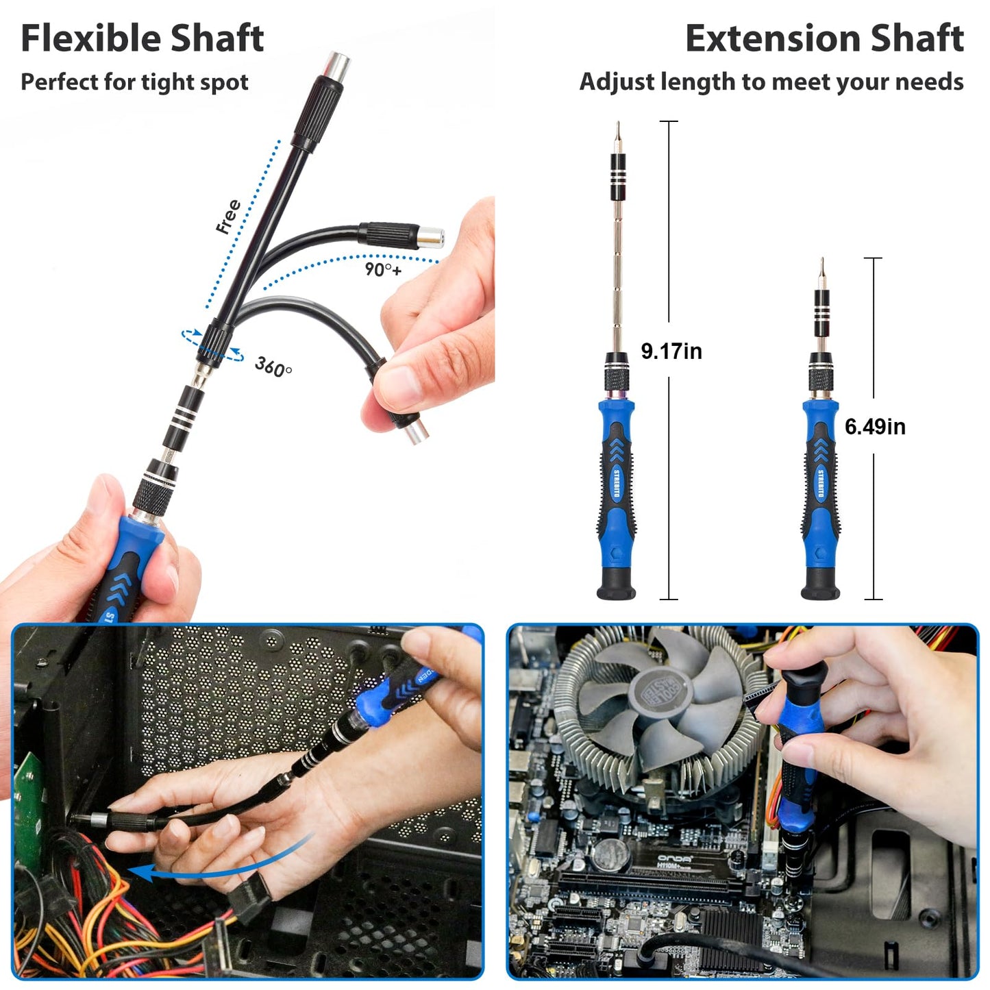 STREBITO 142-Piece Precision Screwdriver & Bit Set, Magnetic Repair Toolkit for iPhone, MacBook, PC, Laptop, Tablet, Game Consoles