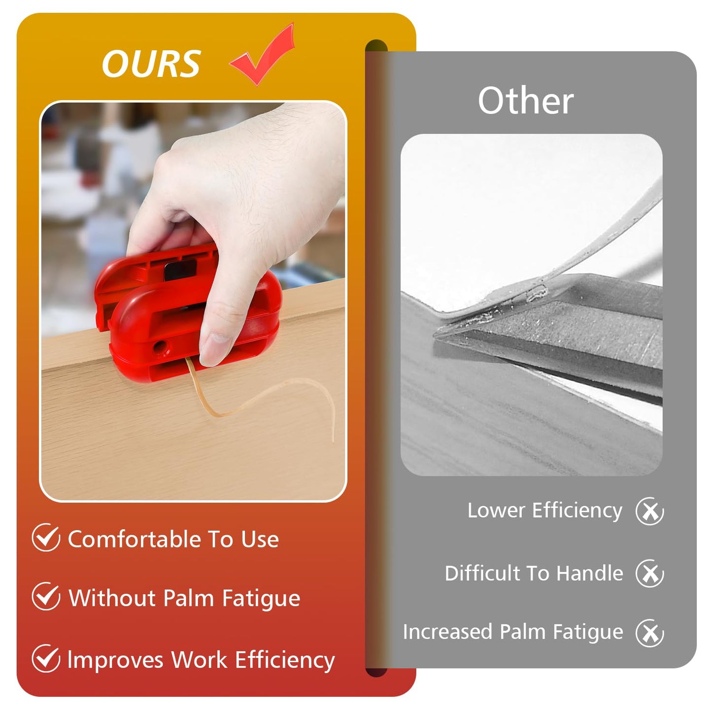 LUVRD Edge Banding Trimmer with Tungsten Carbide Blades, ABS Body, Pneumatic Double-Edge Cutter for Laminate, Wood, PVC, Veneer (Red)