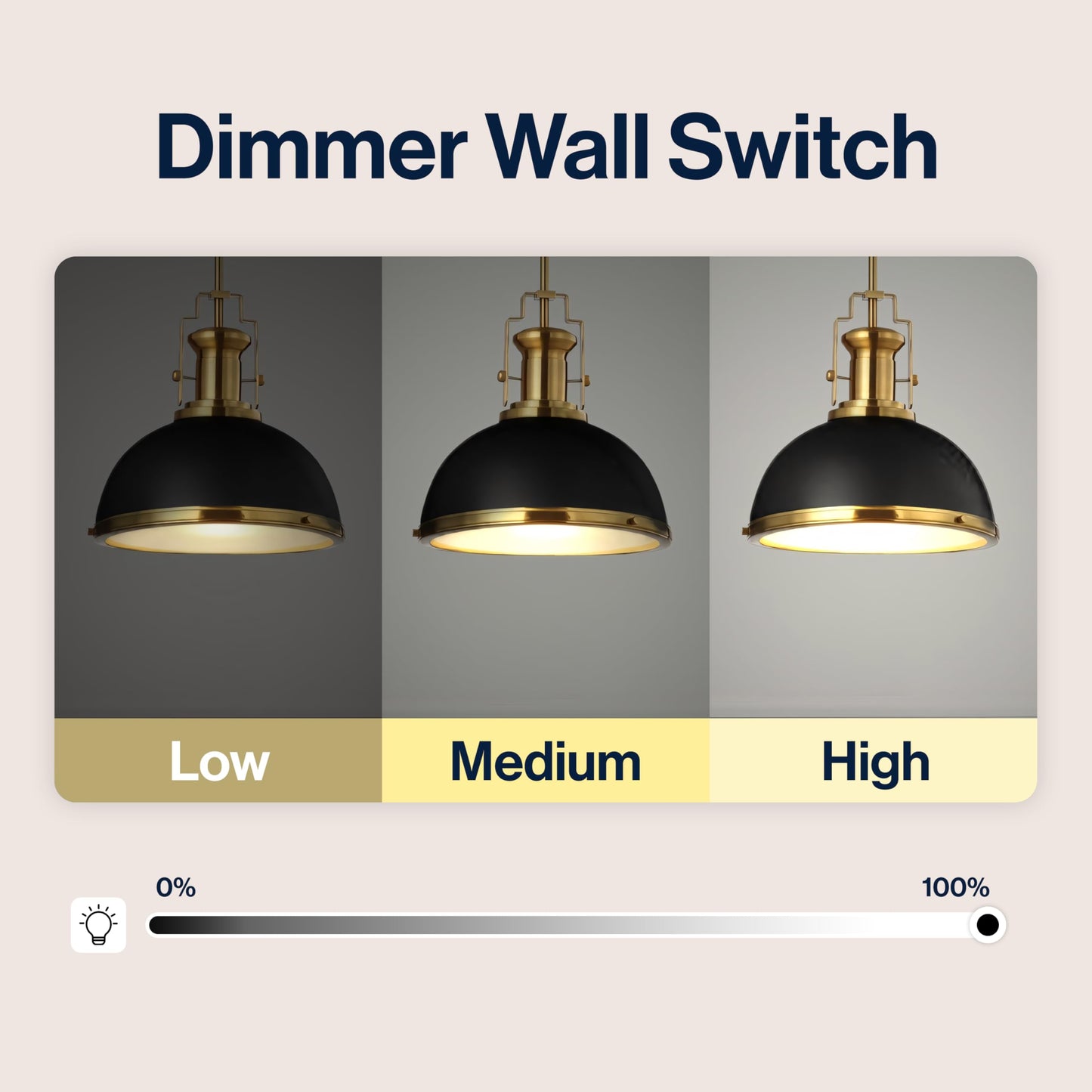 JONATHAN Y JYL9536A 13" Modern Industrial Dome Pendant Light, Black & Brass Gold, Adjustable Hanging Fixture for Kitchen, Dining & Entryway