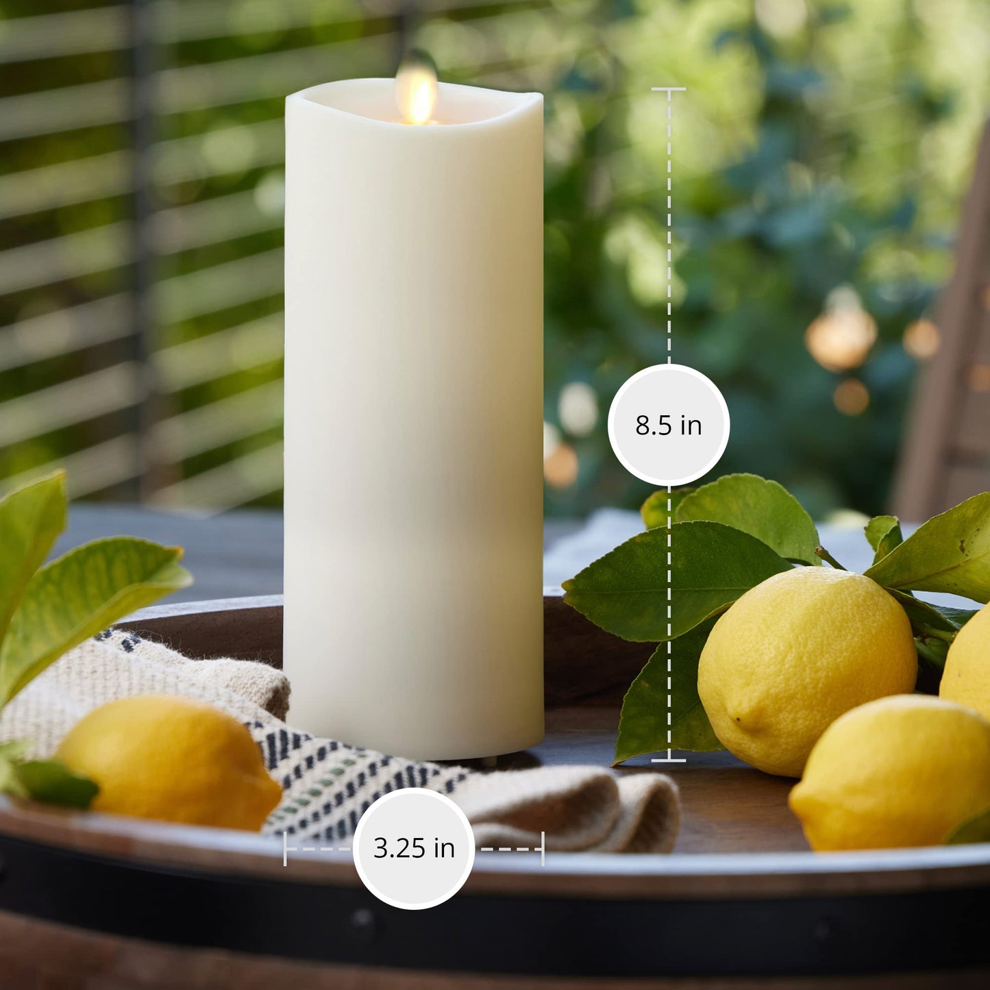 Luminara Outdoor Moving Flame LED Pillar Candle, Battery Operated, Realistic Flicker, 3.25"x8.5", Remote Ready, Christmas & Thanksgiving