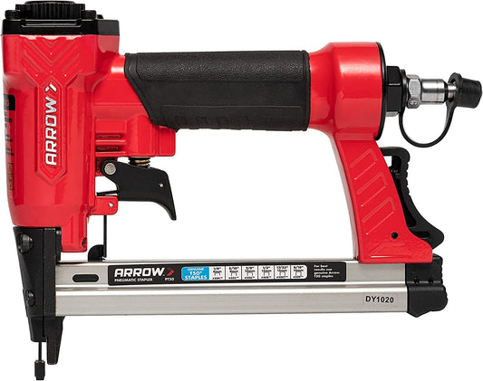 Arrow PT50 Oil-Free Pneumatic Staple Gun, Heavy-Duty Professional Stapler for Wood, Upholstery, Carpet & Fencing, Red