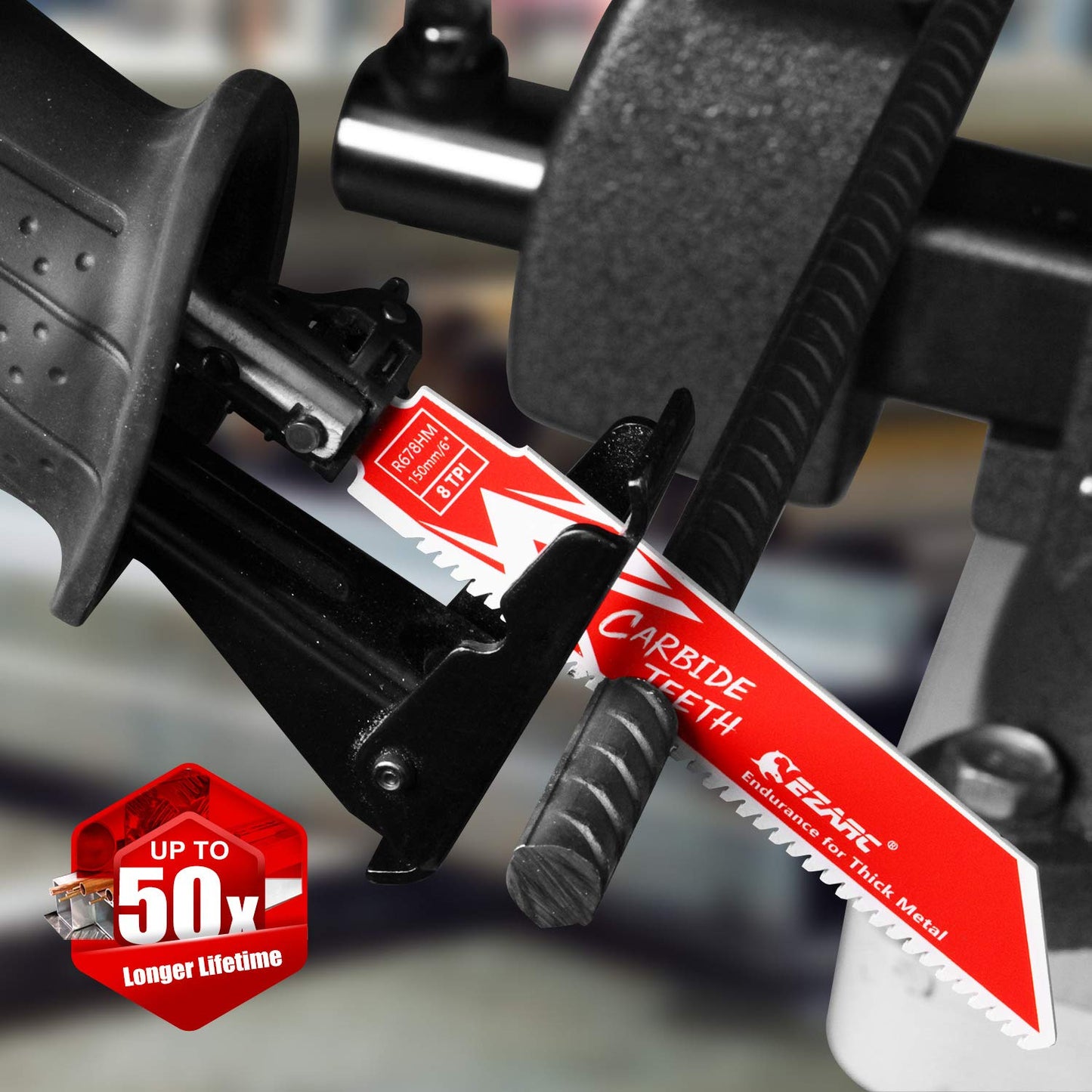 EZARC Carbide Reciprocating Saw Blade R678HM Endurance for Thick Metal, Cast Iron, Alloy Steel 6-Inch 8TPI, 3-Pack