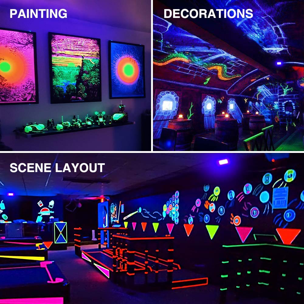 Onforu 2-Pack 60W LED Black Lights, Plug-In Blacklight Flood Lights, IP66 Waterproof UV Lights for Party, Halloween, Glow Decor