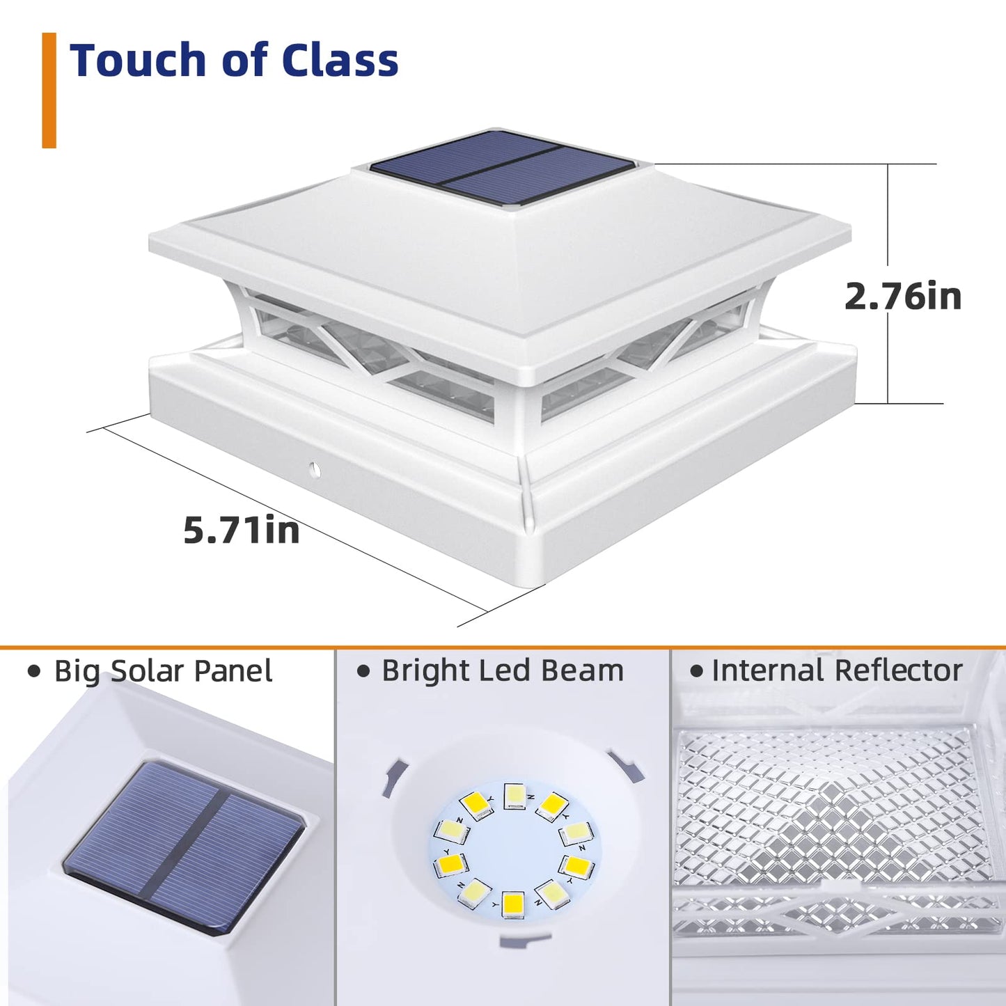 APONUO 6-Pack Solar Post Cap Lights for 4x4, 5x5, 6x6 Vinyl Posts – 2 Modes, IP65 Waterproof, Auto On/Off, Outdoor Deck & Garden Lights
