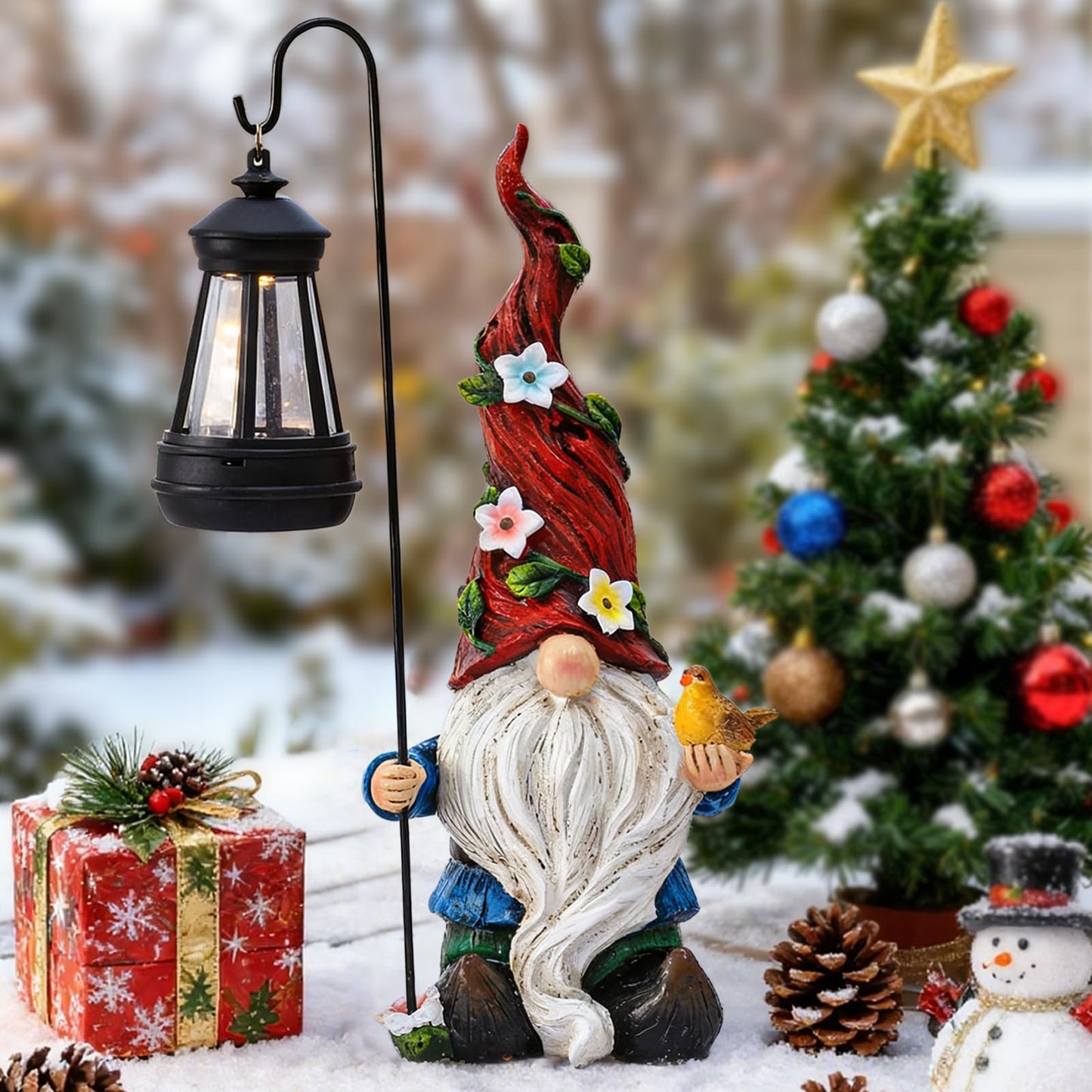 Pohabery Christmas Gnomes Outdoor Statue with Solar Lights – Garden & Patio Decor, Yard Gnomes, Holiday Gifts for Women & Mom