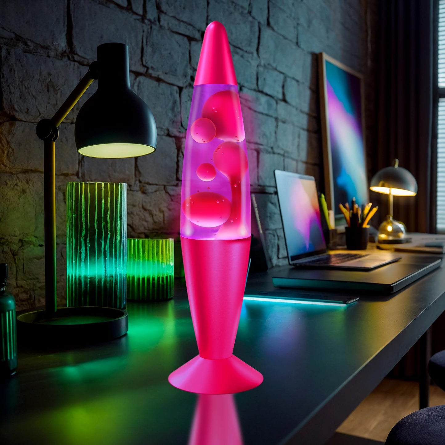 JAMBO 16" Purple & Pink Magma Motion Lamp, Relaxing Liquid Night Light for Home, Office, Bedroom, Teens & Kids Decor