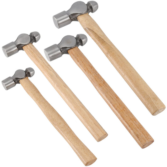 ZEONHAK 4 PCS Ball Peen Hammer, 8 OZ,16 OZ, 24 OZ, 32 OZ Ball Peen Hammer Set with Wooden Handle and Non-Slip Shock Absorbing Grip for Metal Rivetc