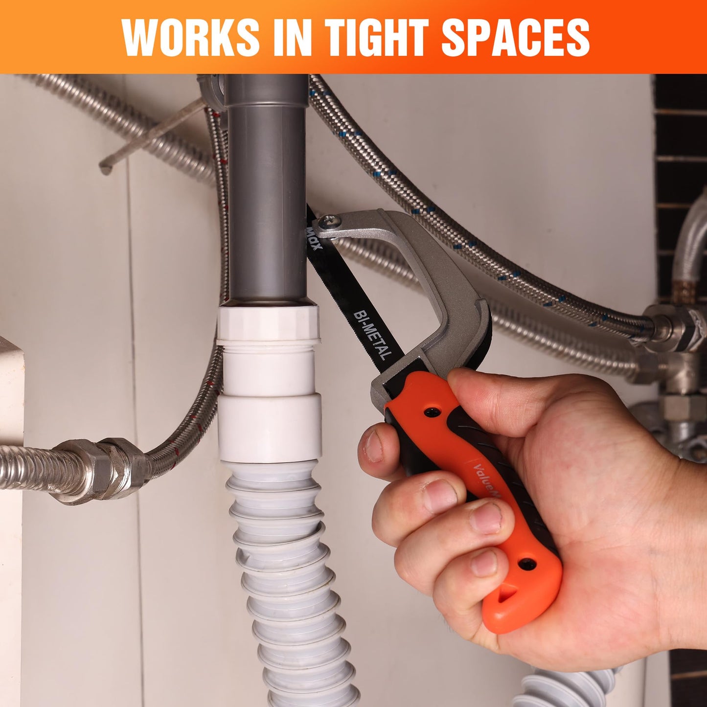 ValueMax Hacksaw, Mini Metal Saw Tool with Extra 1 Piece Bi-Metal 10 Inch Blade, Aluminum Small Hack Saw Cutter for Wood, PVC, Iron, Copper