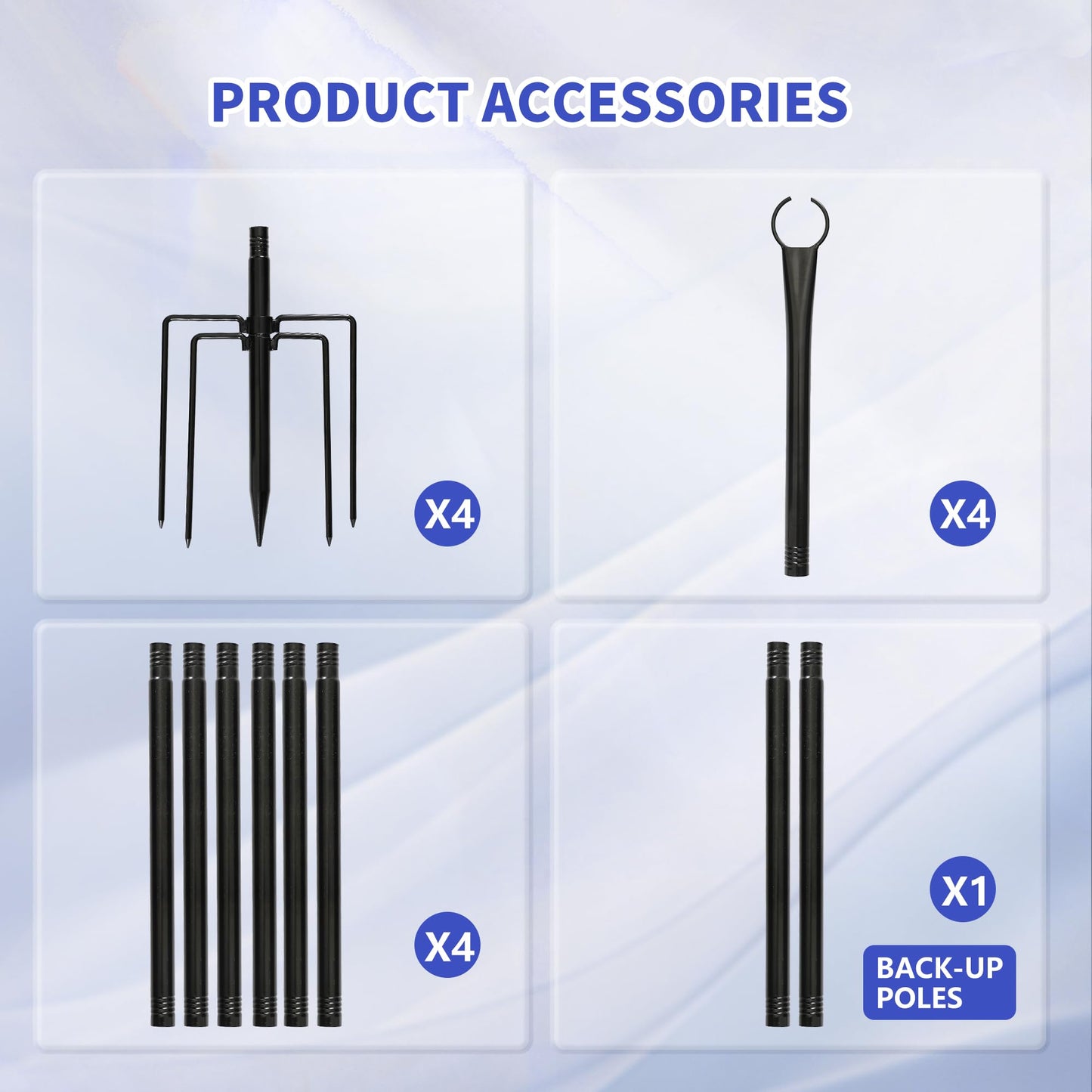 4-Pack 9.3ft Outdoor String Light Poles with Forks – Metal Hanging Posts for Patio, Garden, Backyard, Yard & Porch Decorations