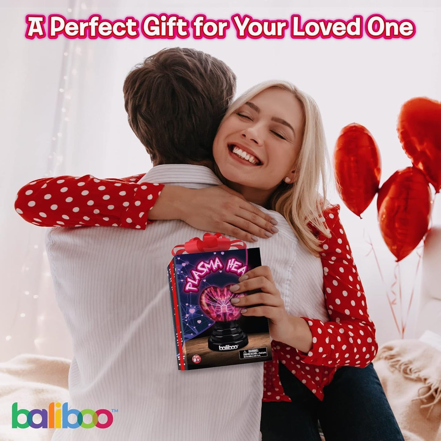 BALIBOO 4" Heart Plasma Lamp – Touch-Activated Lightning Globe, USB & Battery Powered, Interactive Science Ball, Valentine's Gift