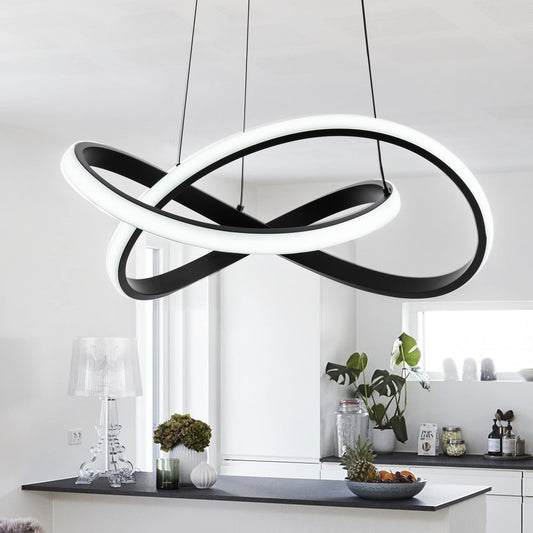 MAYNA Modern LED Pendant Light, Irregular Ring Chandelier, Adjustable Contemporary Fixture for Dining, Kitchen, Living Room, Bedroom, 6000K