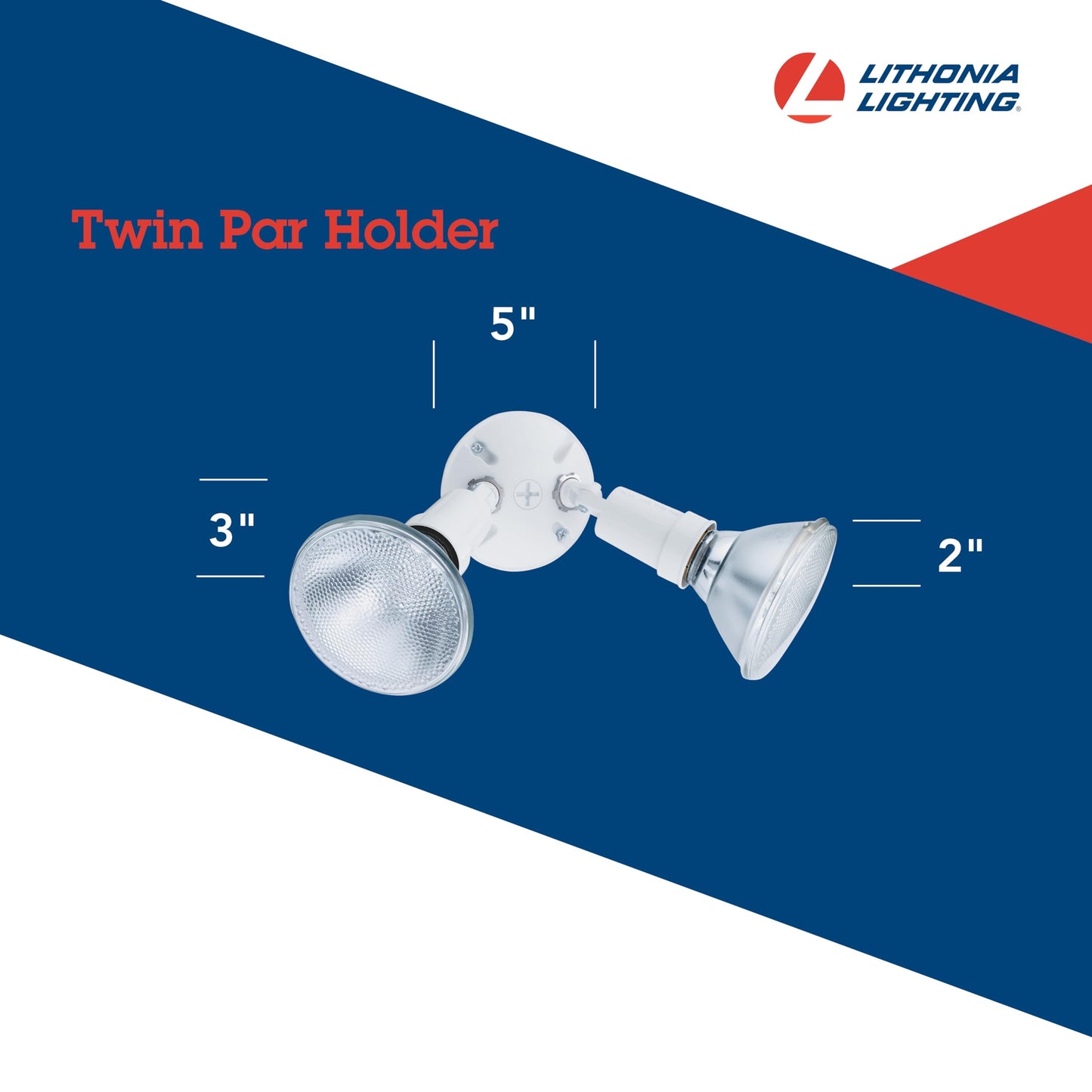 Lithonia Lighting Outdoor Twin PAR Flood Light Fixture, Adjustable Security Floodlight Holder, 120V, Dual Lamp Up to 150W, White