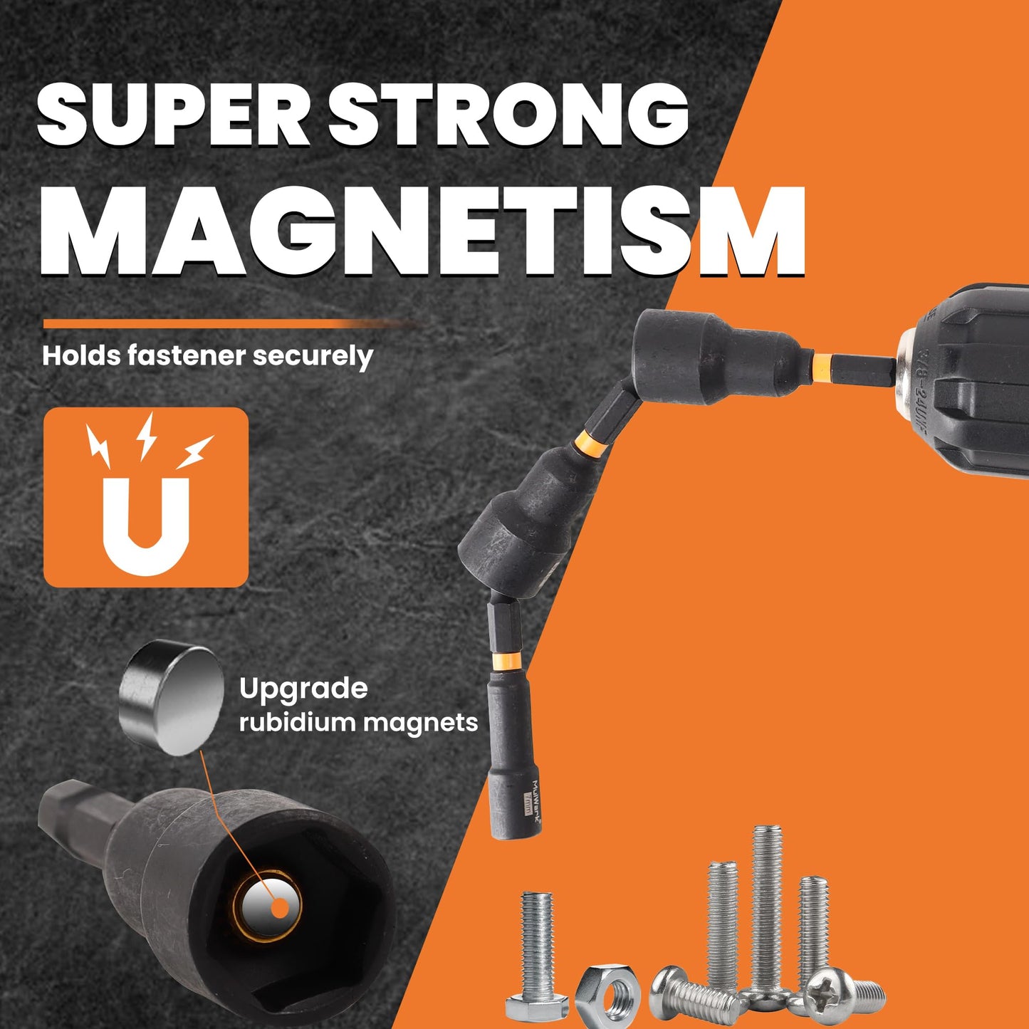 MulWark 29-Piece Magnetic Nut Driver Set, SAE & Metric Impact Drill Socket Adapters with Bit Holder, Quick-Release Extension & Storage Bag