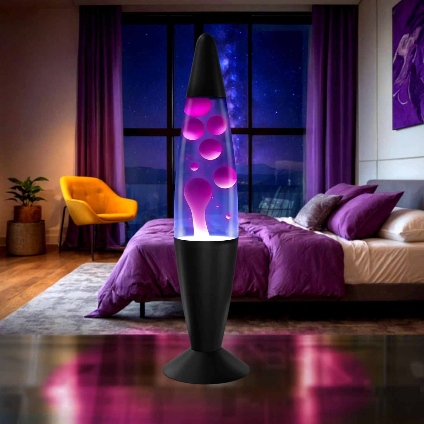JAMBO 16" Purple Liquid Lamp with White & Pink Wax – Relaxing Magma Night Light for Living Room, Bedroom, Office, Teens & Kids Home Decor
