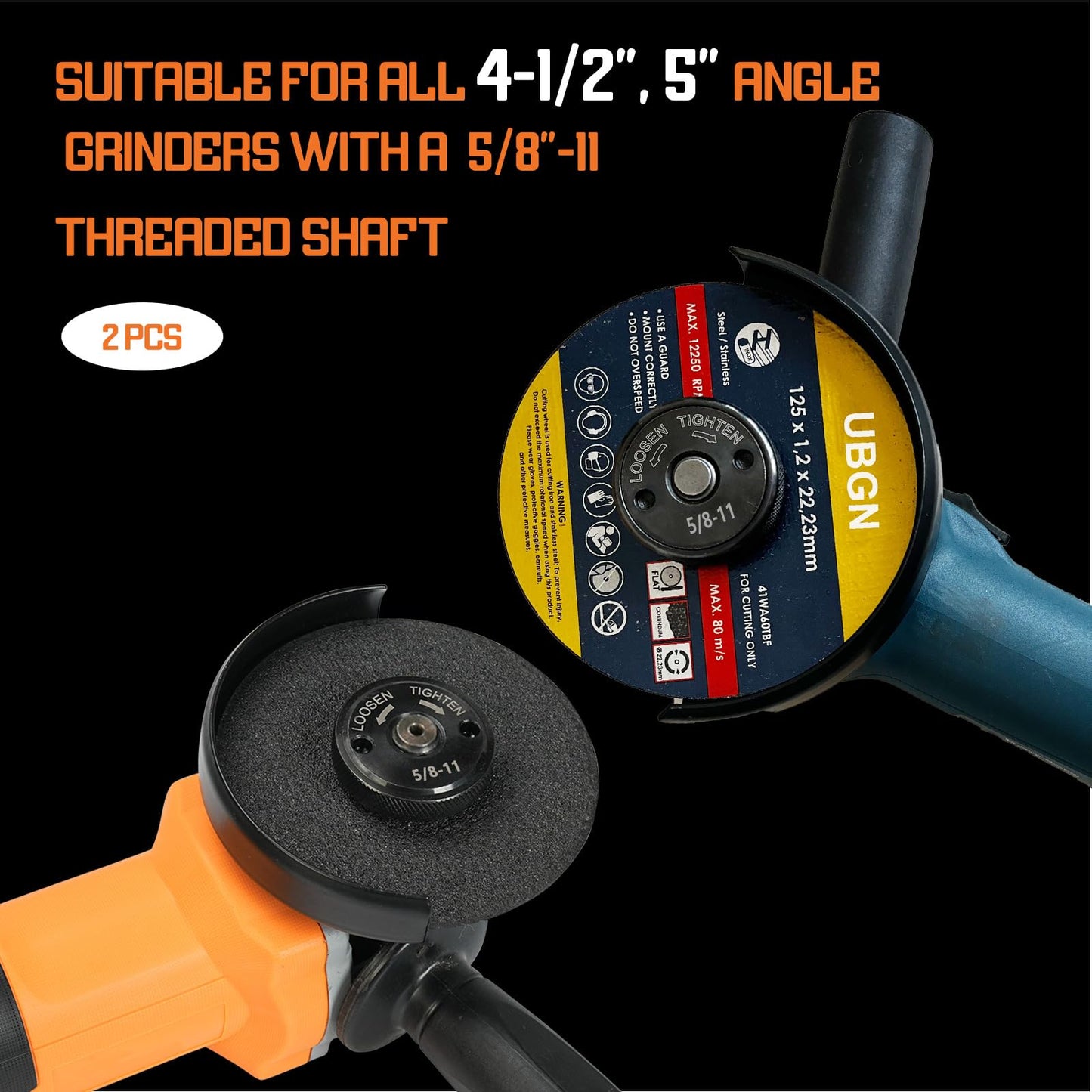 5/8-11 Nuts for Angle Grinder 4.5" and 5" No Wrench Required, 2PCS Self Locking Flange Nuts Metal Lock Grinder Knurled Arbor Nut