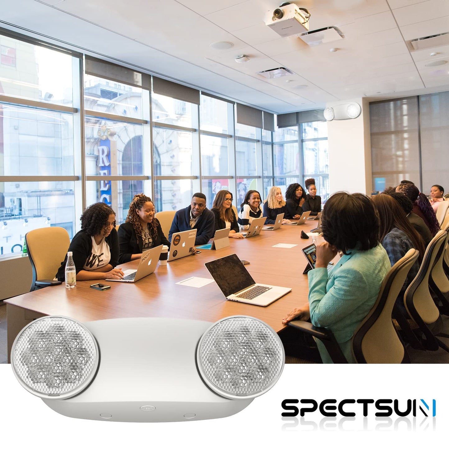 Spectsun LED Emergency Exit Light 1-Pack, UL 924 Certified, Battery Backup, 2 Adjustable Bug Eye Heads for Commercial Use