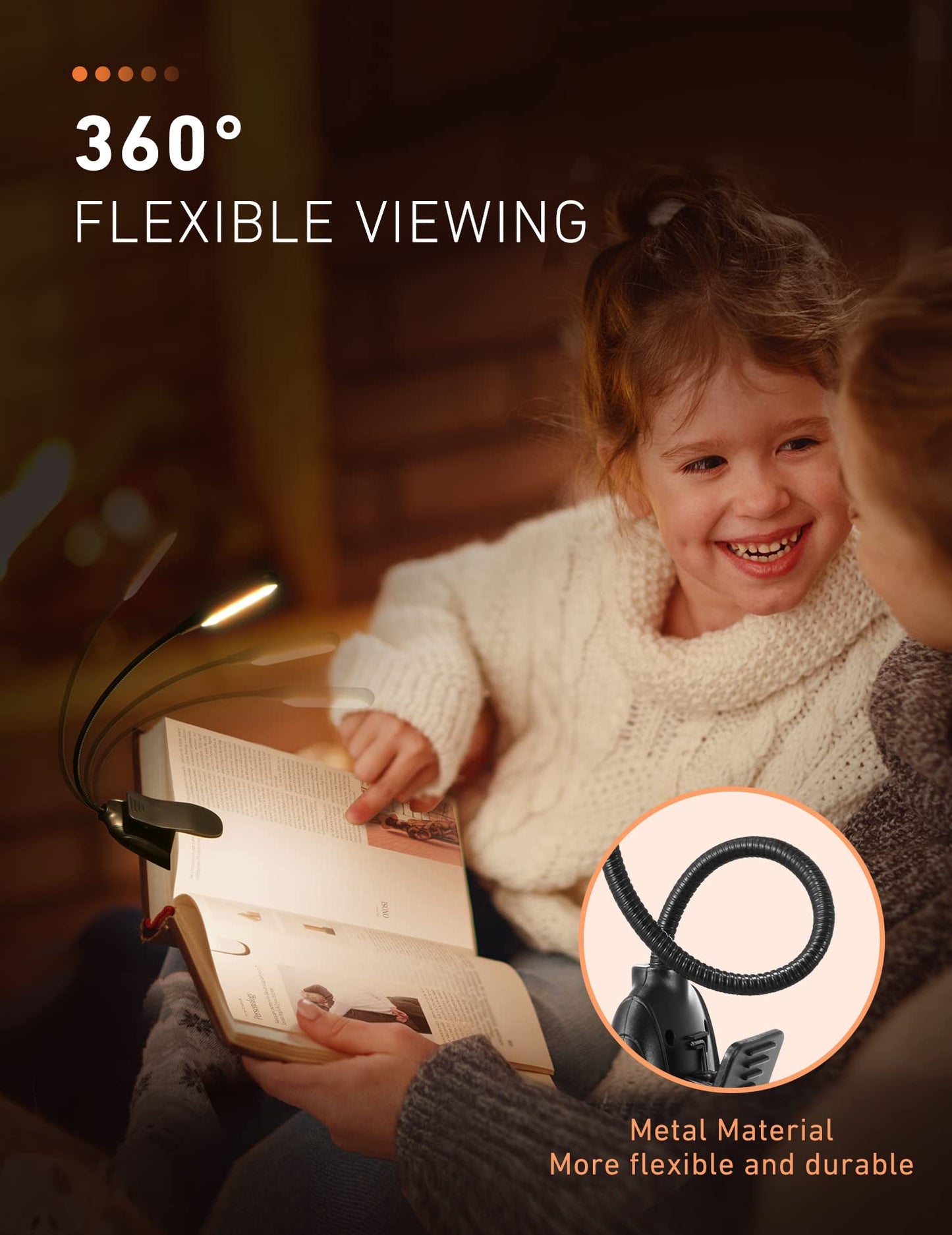 Monotremp Rechargeable Book Light for Night Reading, 80H Runtime, 3 Brightness × 3 Color Temps, Ultra-Light 1.3oz for Bed Use