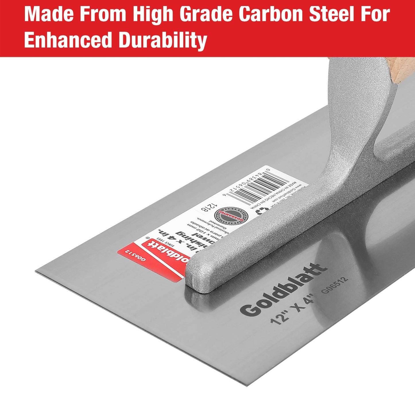 Goldblatt 3-Piece Drywall Trowel Set, Carbon Steel Plastering & Finishing Trowels 14", 12", 8" with Wood Handles for Sheetrock