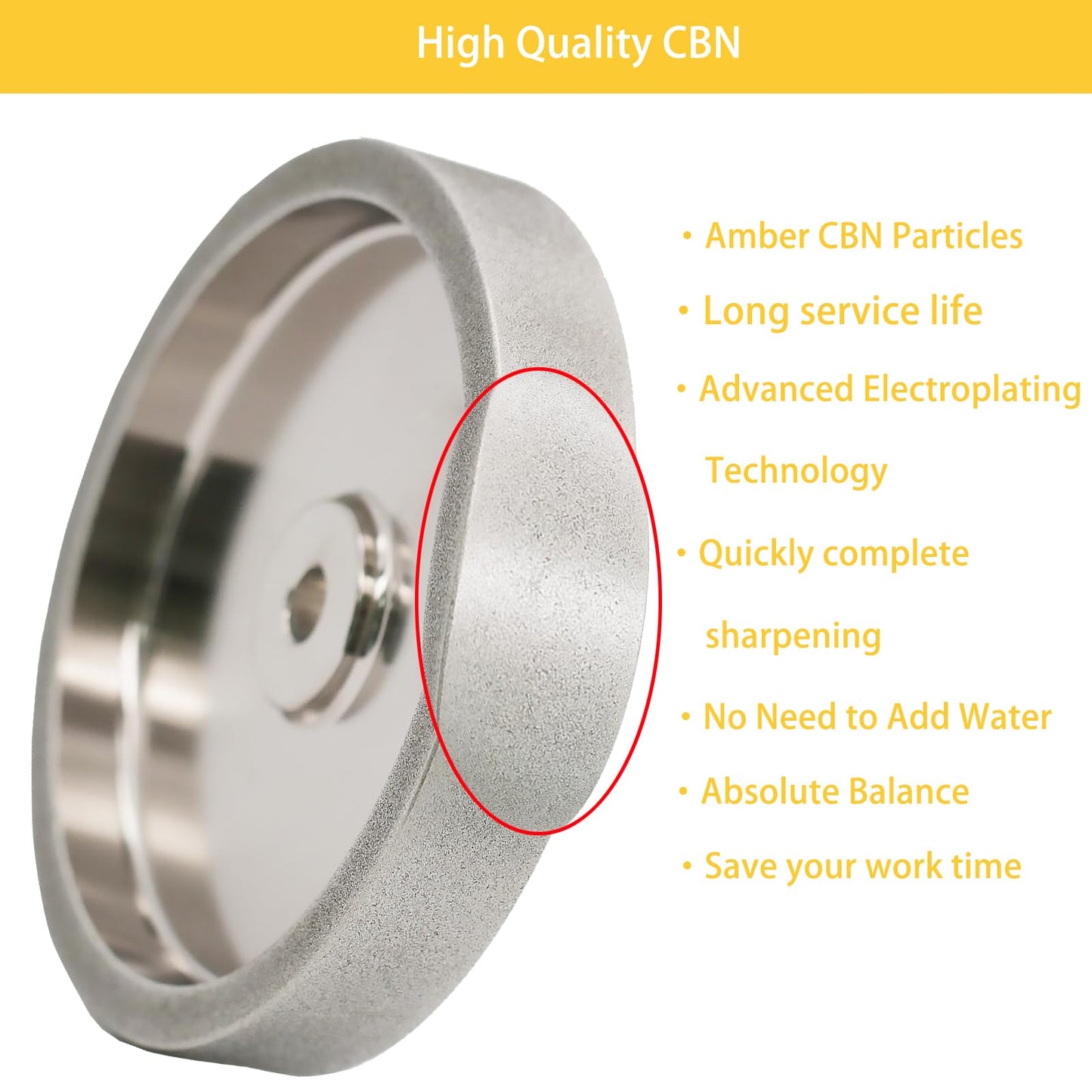 MORESUPERHARD 6" CBN Grinding Wheel, 180 Grit, 1" Wide, 1/2" Bore, Bench Grinder Sharpener for HSS & Woodturning Tools
