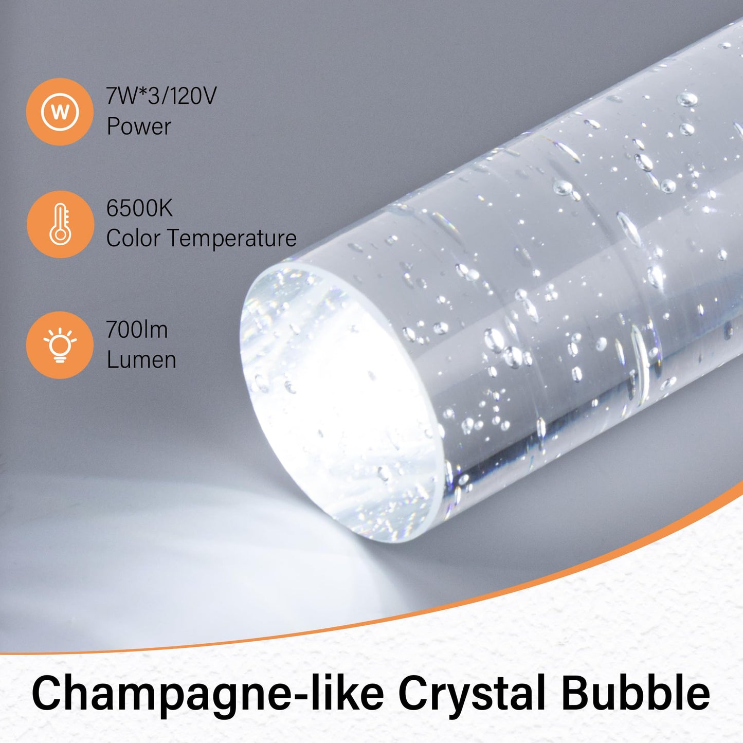 Esfos 3-Light Pendant Ceiling Light for Kitchen Island, Brushed Nickel with Crystal Bubble, Integrated LED 6500K Modern Hanging Light