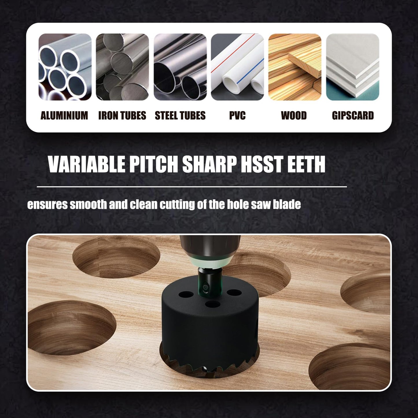 3-1/2" | 89mm Hole Saws with Heavy Duty Arbor HSS Bi-Metal Hole Cutter Drill Bit for Wood Cornhole Boards Plastic Drywall Metal Fiberboard(Black)