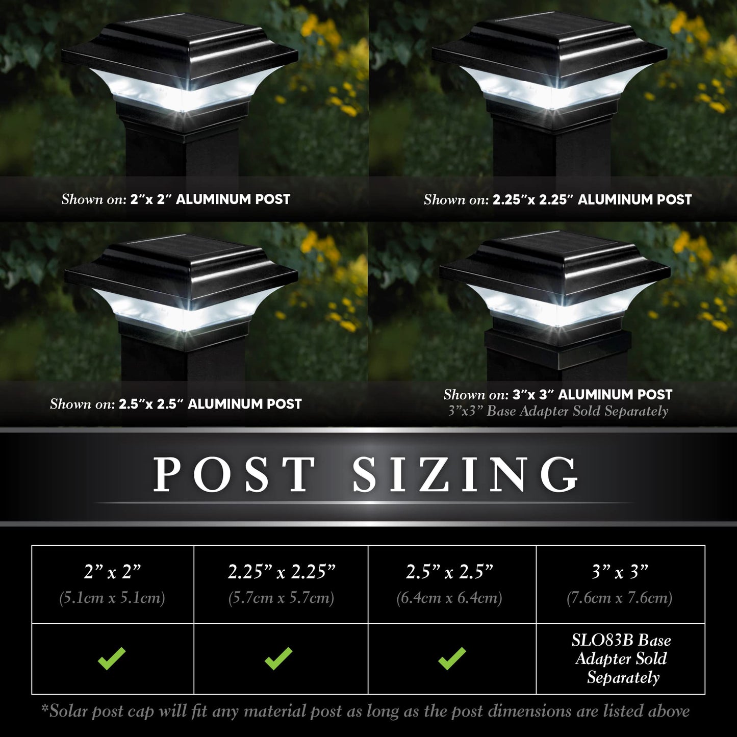 Classy Caps Imperial Solar Post Cap Black SLO82B – Fits 2"-2.5" Posts, LED Solar Light, Cast Aluminum, Warm & Cool Modes