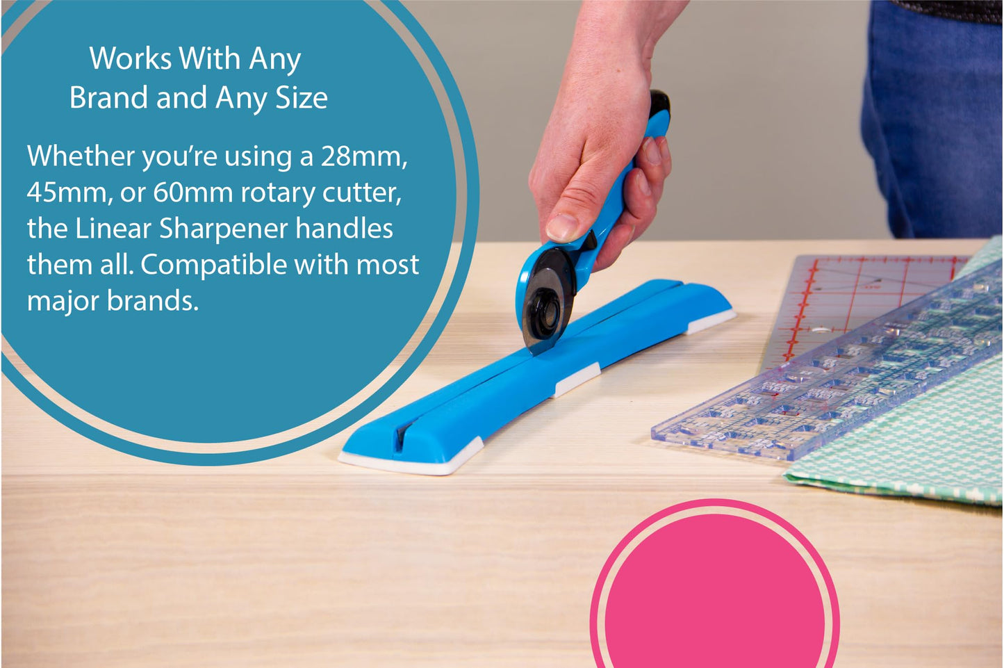 TrueCut TrueSharp Manual Rotary Blade Sharpener for 28mm, 45mm & 60mm Blades – Quilting, Sewing, Crafting Tool