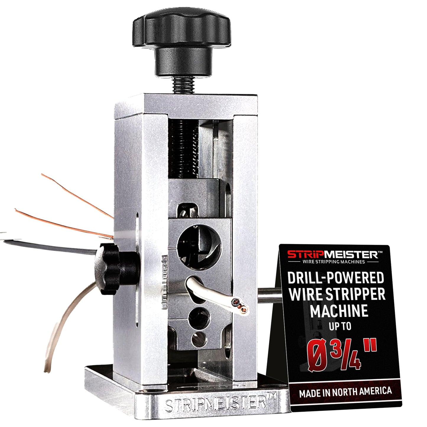 StripMeister Drill-Powered Wire Stripper – Portable, Jam-Free, Handles Up to ¾" Copper Wire, Fast, Safe & Efficient