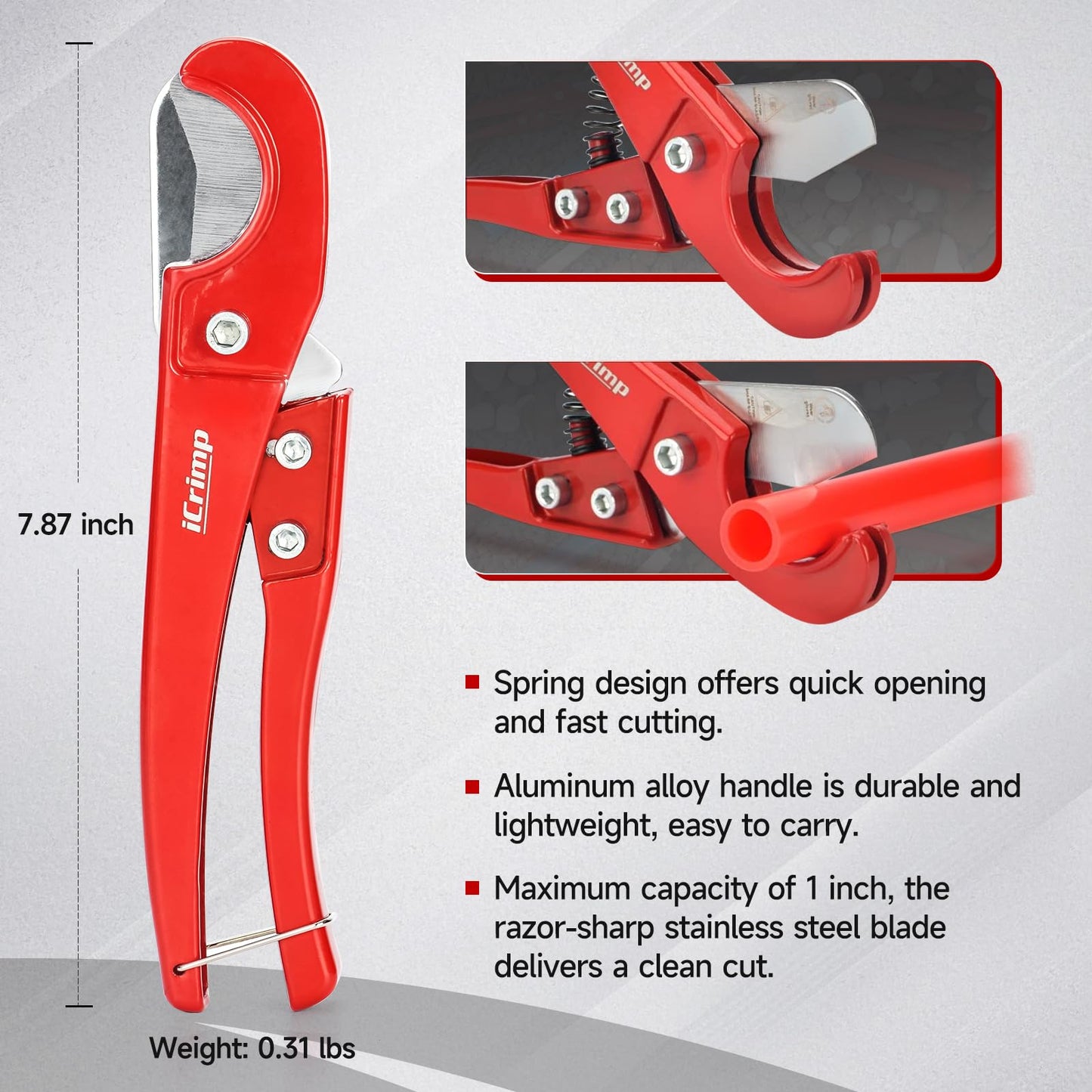 iCrimp Angle Head F1807 PEX Pipe Crimping Tool for Copper Rings - 1/2&3/4-inch Two Crimper Set with Cutter, Suitable for Tight Spaces