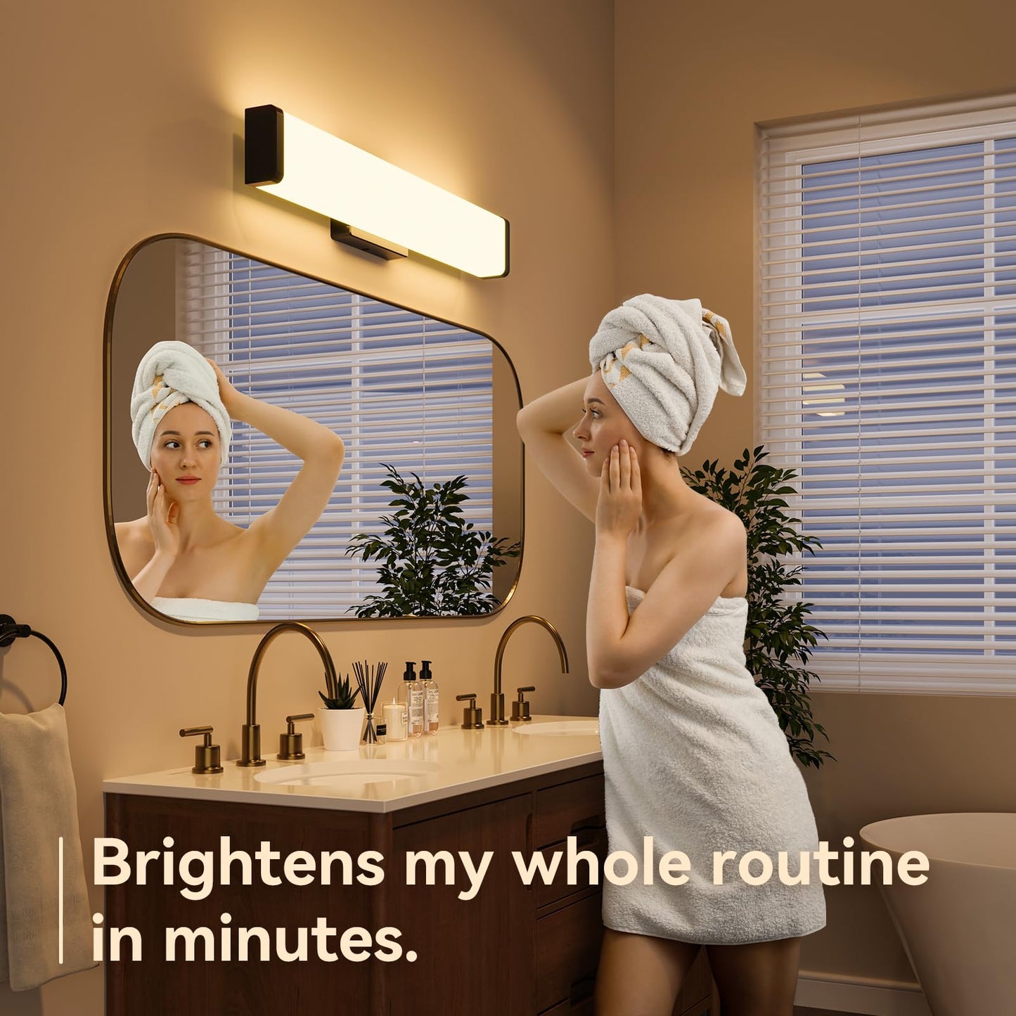 Amico 16" Dimmable LED Bathroom Vanity Light, 5CCT Modern Wall Lamp for Mirror, Kitchen, Hallway, Living Room, Black, ETL Certified