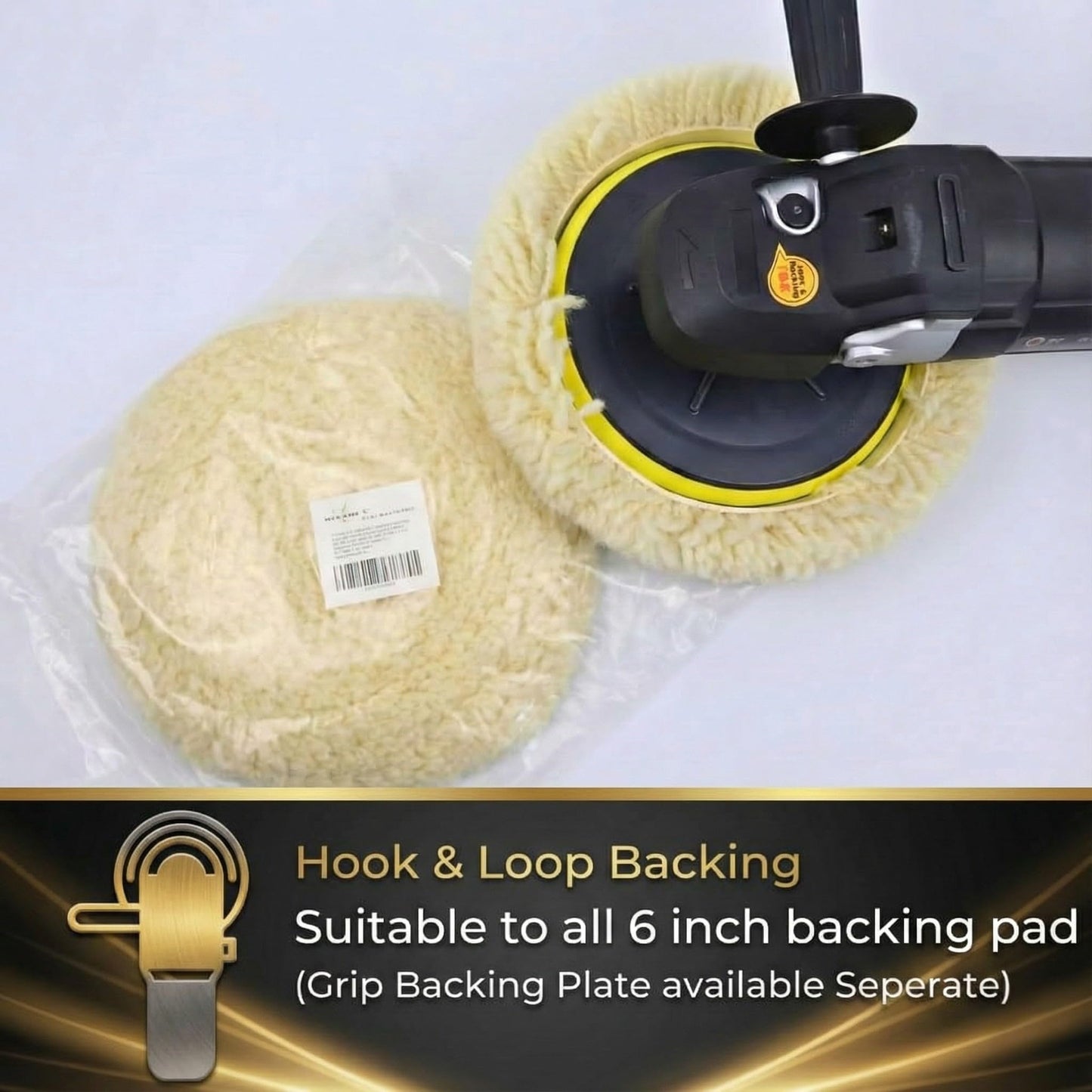 Woolous Wool Buffing Pad, 7 Inch 100% Natural Lambswool Polishing Pad Bonnet Hook and Loop for Car and Boat Polishing, Cutting and Detailing