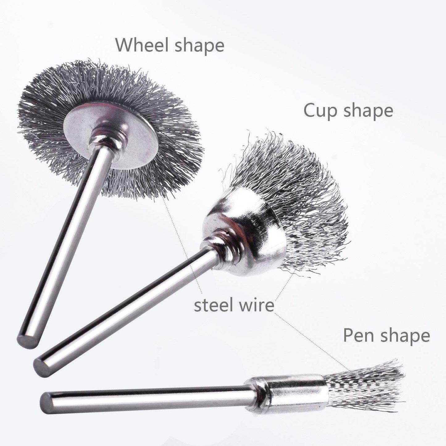 60 Pcs Wire Brushes Set, Rocaris Steel Wire Wheels Pen Brushes Set Kit Accessories for Rotary Tool