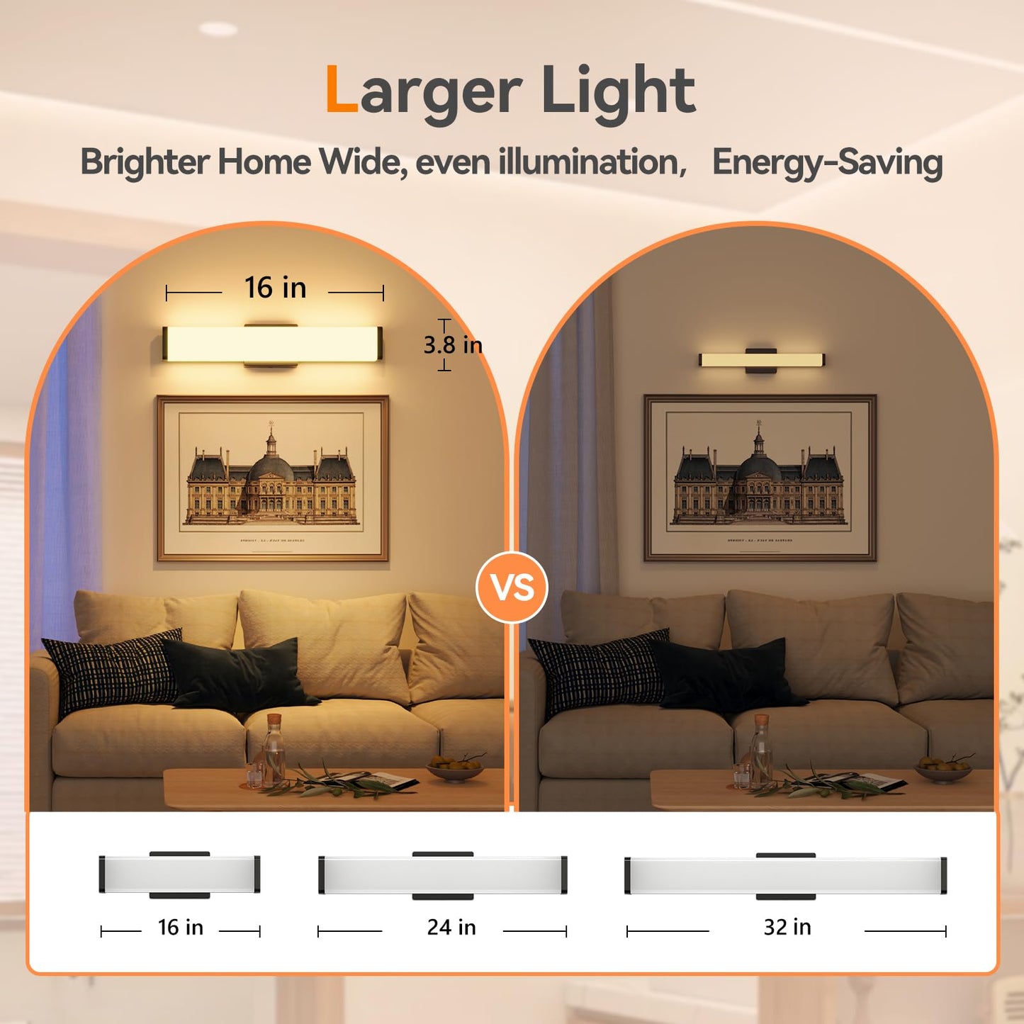 Amico 16" Dimmable LED Bathroom Vanity Light, 5CCT Modern Wall Lamp for Mirror, Kitchen, Hallway, Living Room, Black, ETL Certified