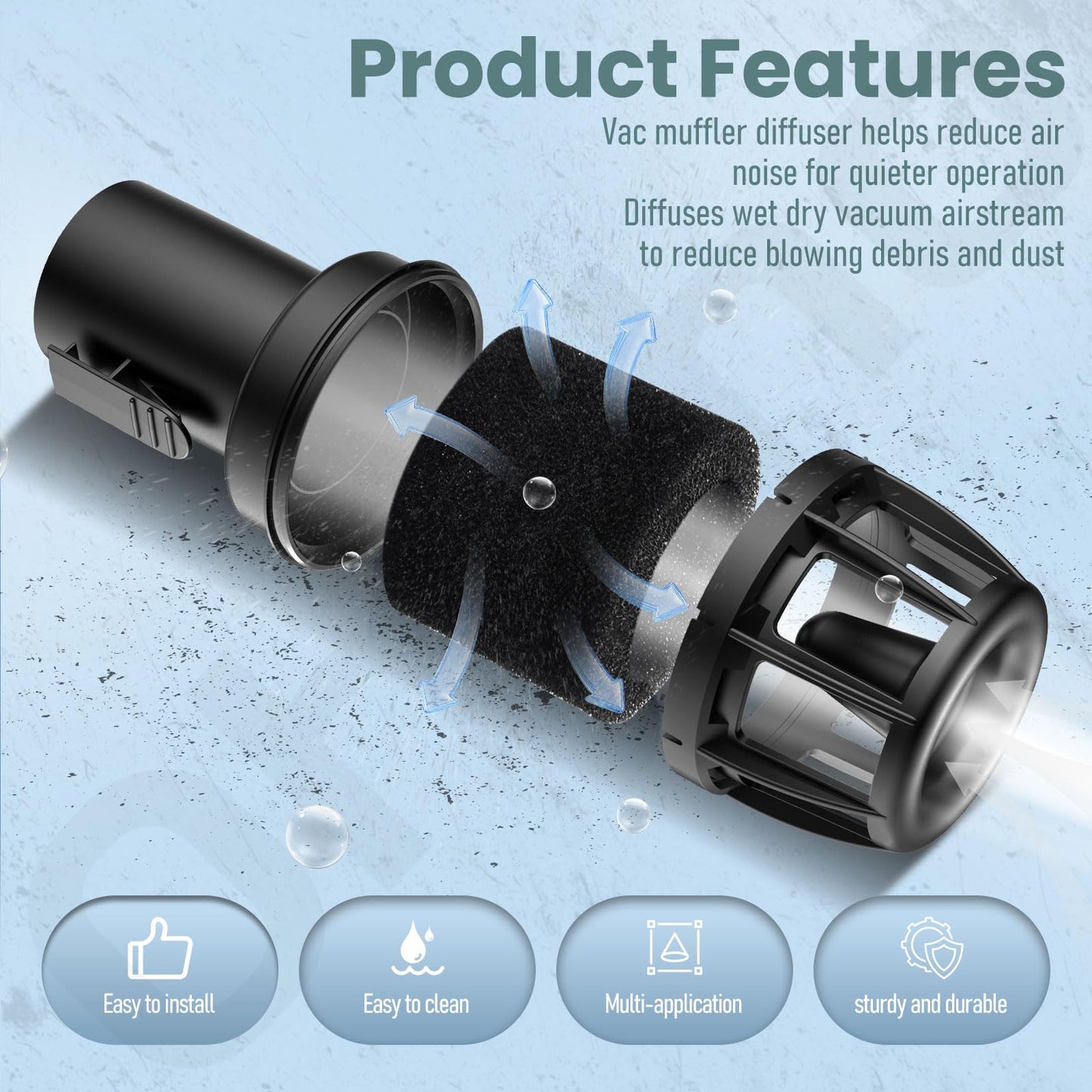 2-1/2 In Muffler Diffuser Wet/Dry Vac Attachment for Craftsman CMXZVBE38660 Shop Vacuums Diffuser Attachment