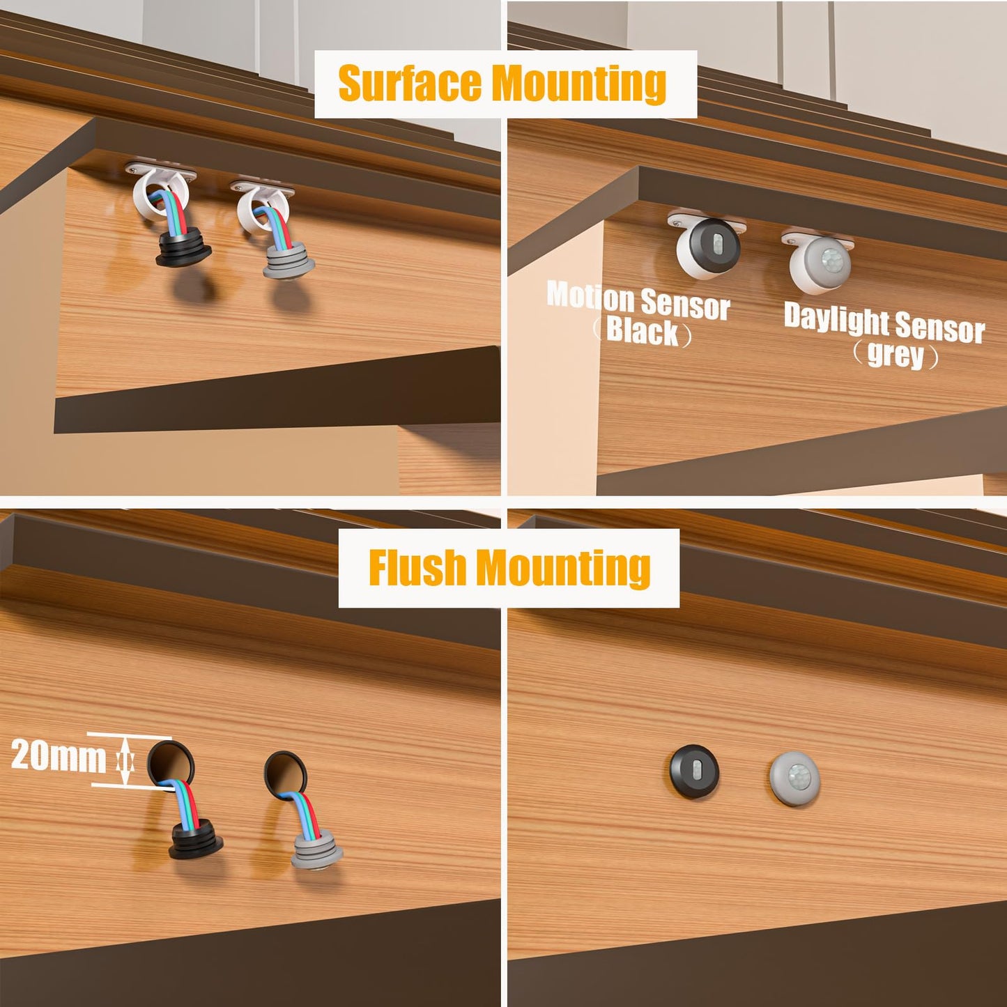KOMIGAN Motion-Activated LED Stair Lighting Kit, Cascading Effect, 23.6” Aluminum Bars, Warm White 3000K, 16 Stairs