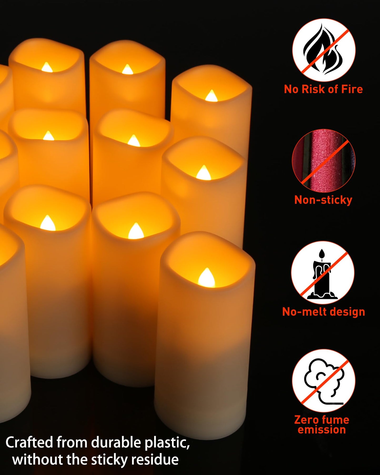 Enido 12-Pc Flameless LED Candles Set with Remote & Timer, Waterproof Outdoor Flickering Warm Lights, Battery Operated for Home & Party