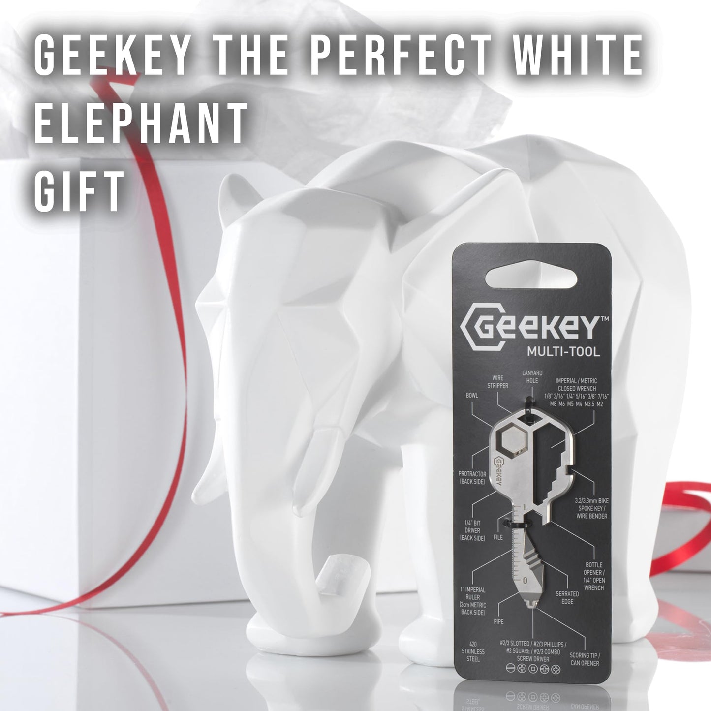 Geekey 16-in-1 Keychain Multitool – EDC Bottle Opener, Screwdriver, Wrench & Box Cutter for Travel, Outdoor & Everyday Use, TSA Safe