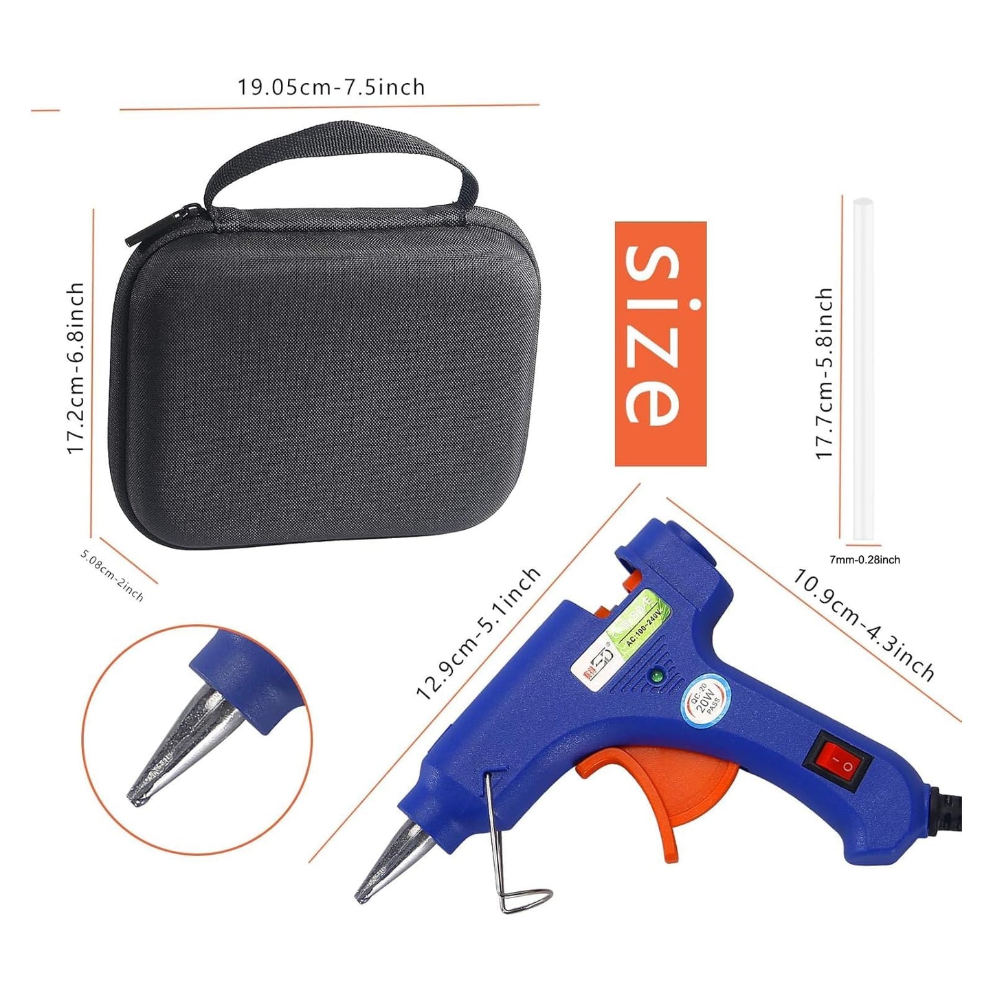 Mini Hot Glue Gun Set with 20 Sticks, Portable DIY Craft Glue Gun Kit with Hardshell Case for School, Arts & Crafts