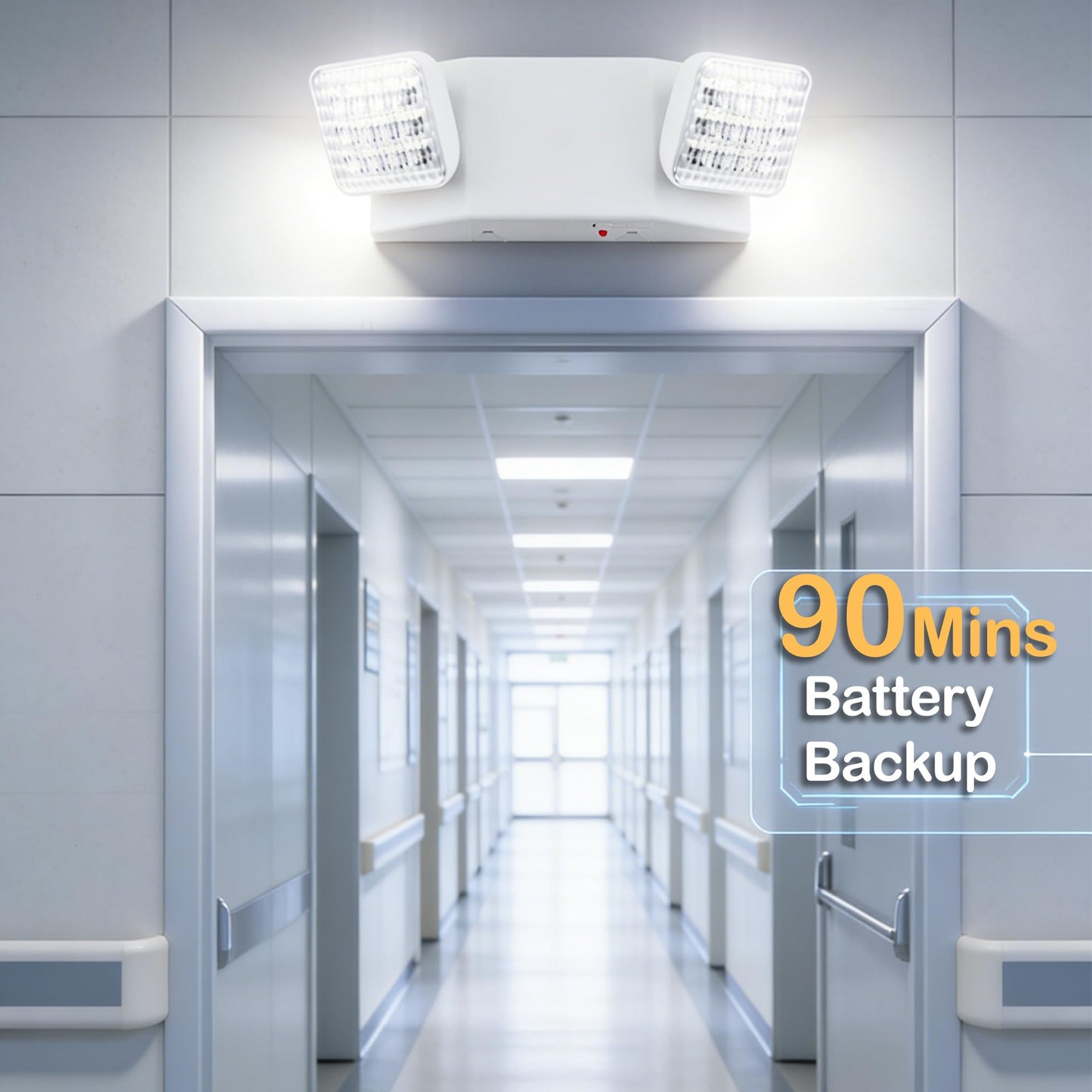 LIT-PaTH LED Emergency Light with Dual Adjustable Heads, Battery Backup, UL 924 & CEC Certified, 120/277V, US Standard, 1-Pack